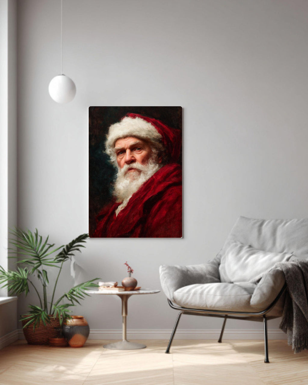 Vintage Santa Claus Oil Painting – Classic Christmas Wall Art Print