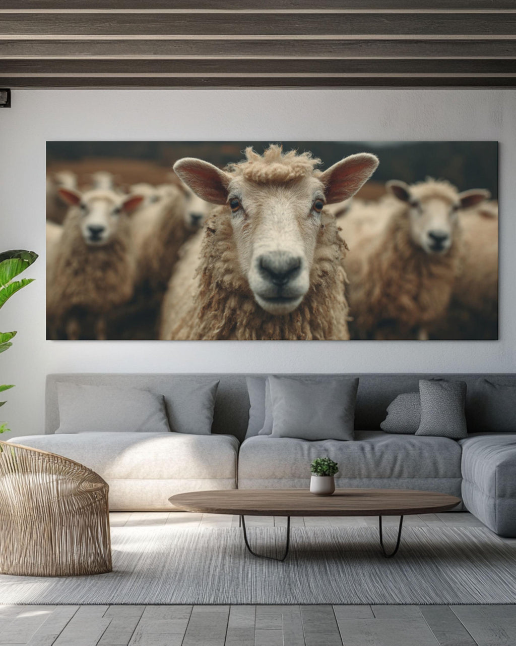 Vintage Sheep Portrait Wall Art – Farmhouse Canvas or Framed Print