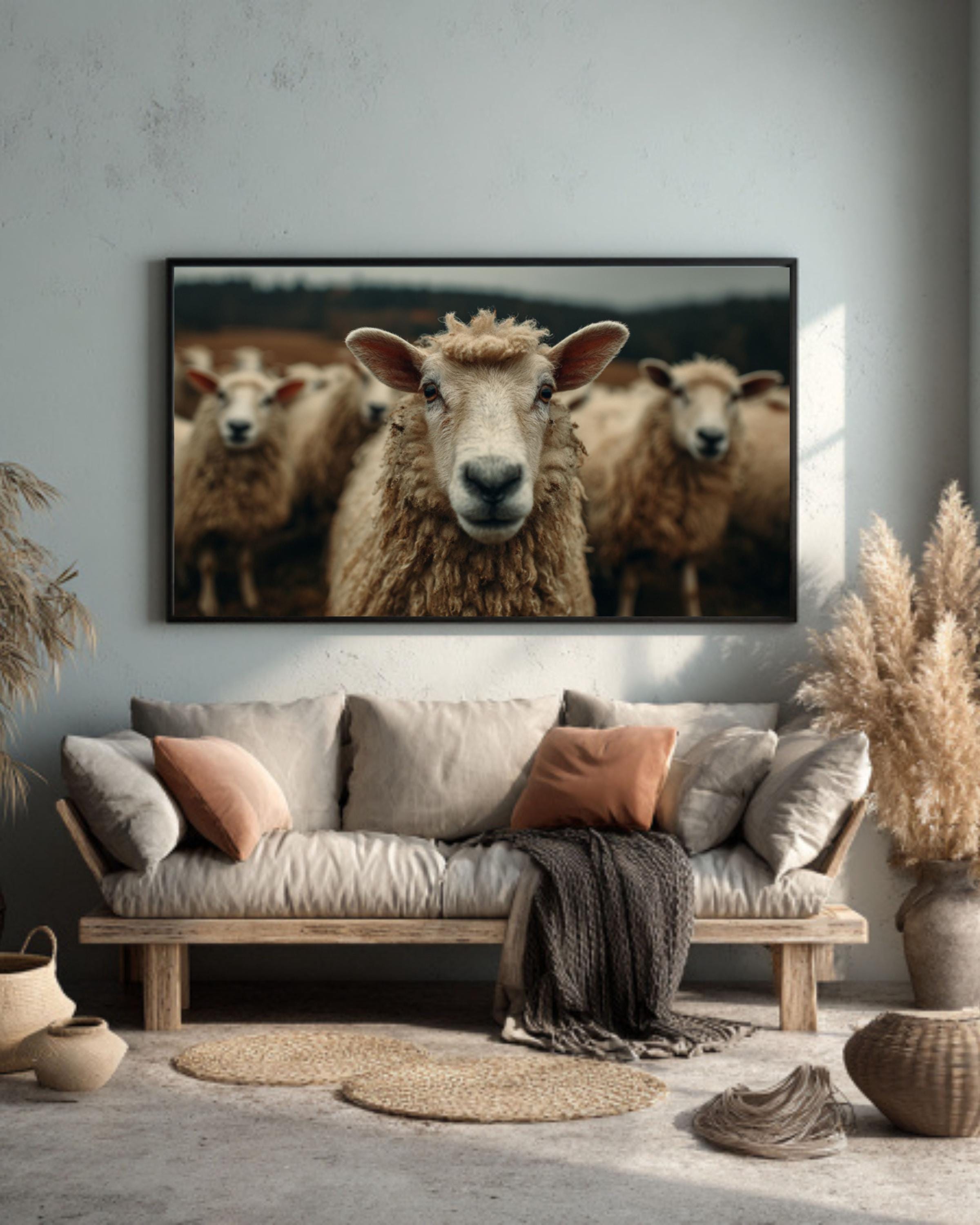 Vintage Sheep Portrait Wall Art – Farmhouse Canvas or Framed Print
