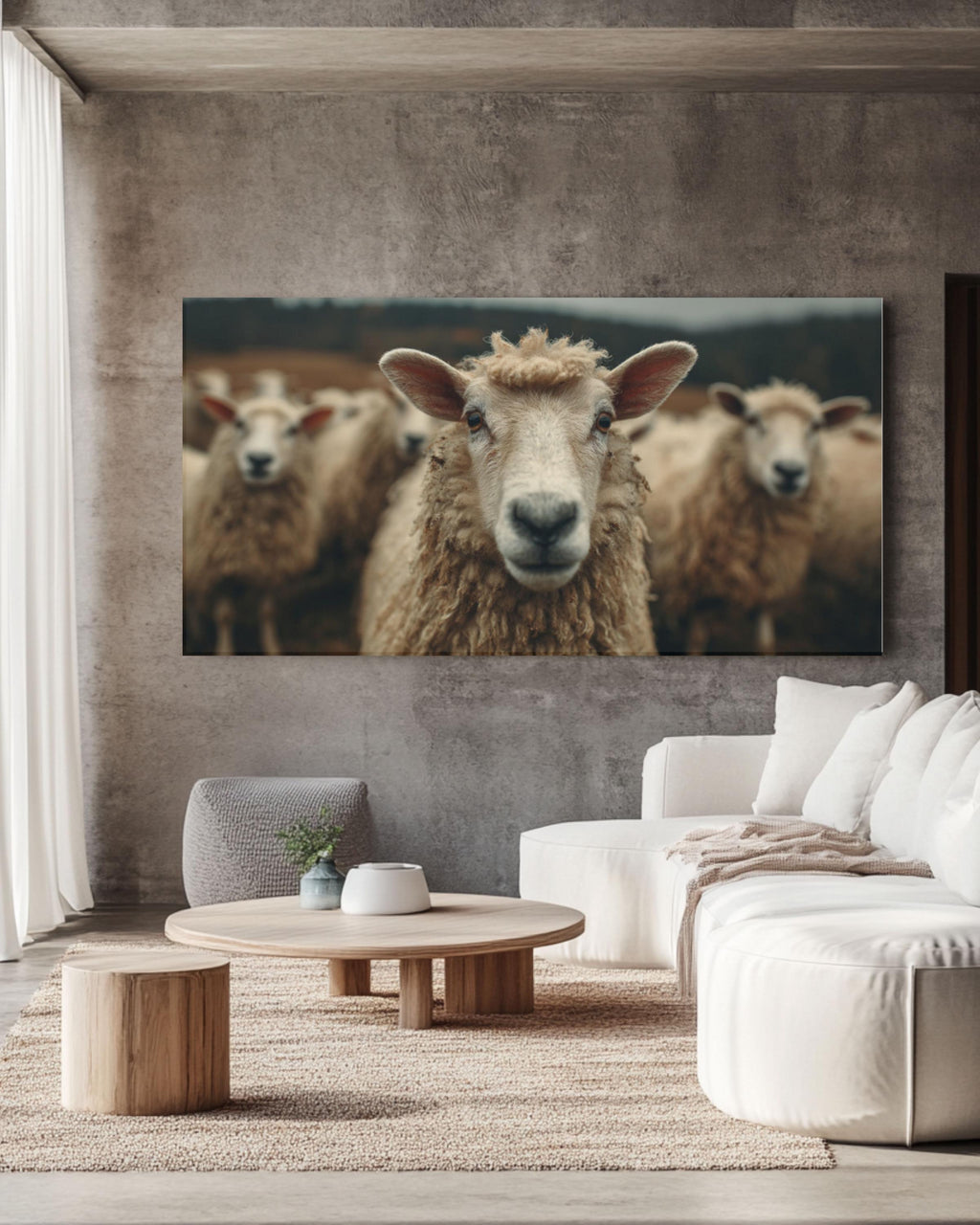 Vintage Sheep Portrait Wall Art – Farmhouse Canvas or Framed Print