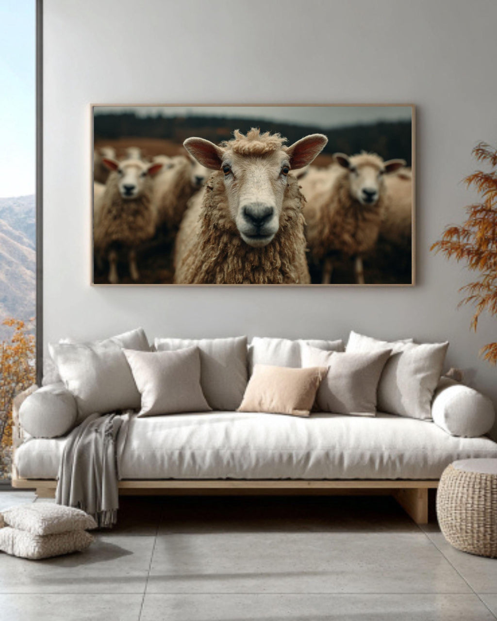 Vintage Sheep Portrait Wall Art – Farmhouse Canvas or Framed Print