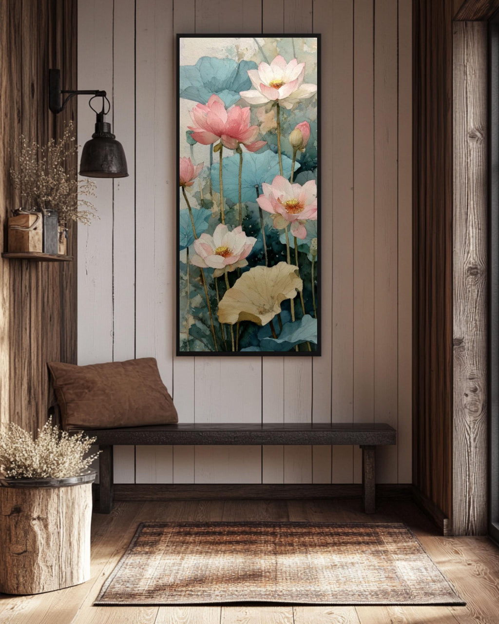 Lotus Flower Watercolor Wall Art – Soft Pink Botanical Canvas Print