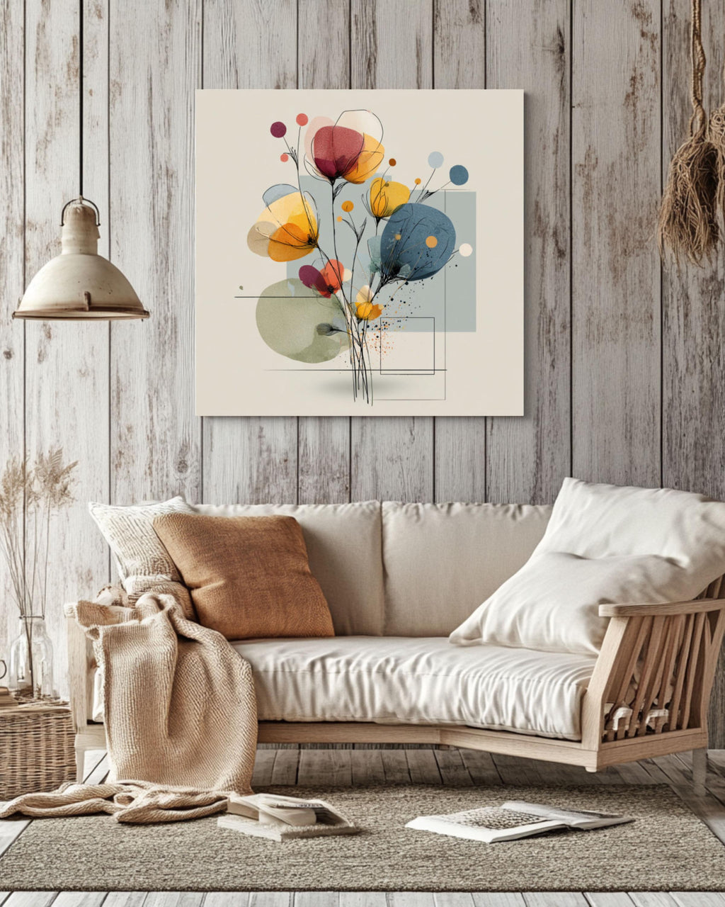 Abstract Pastel Floral Line Art Wall Print for Modern Home Decor
