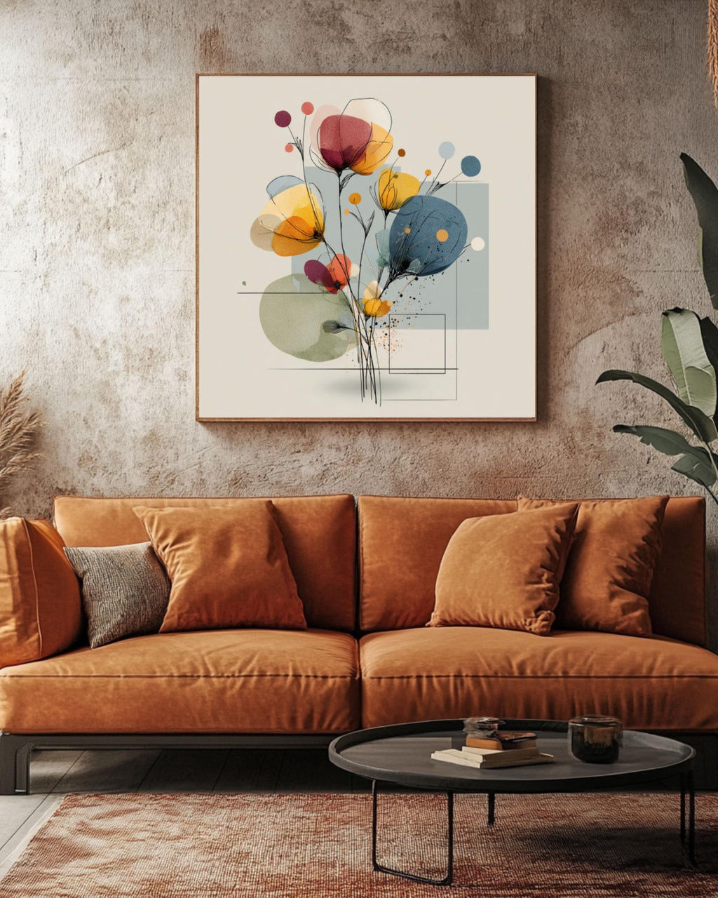 Abstract Pastel Floral Line Art Wall Print for Modern Home Decor