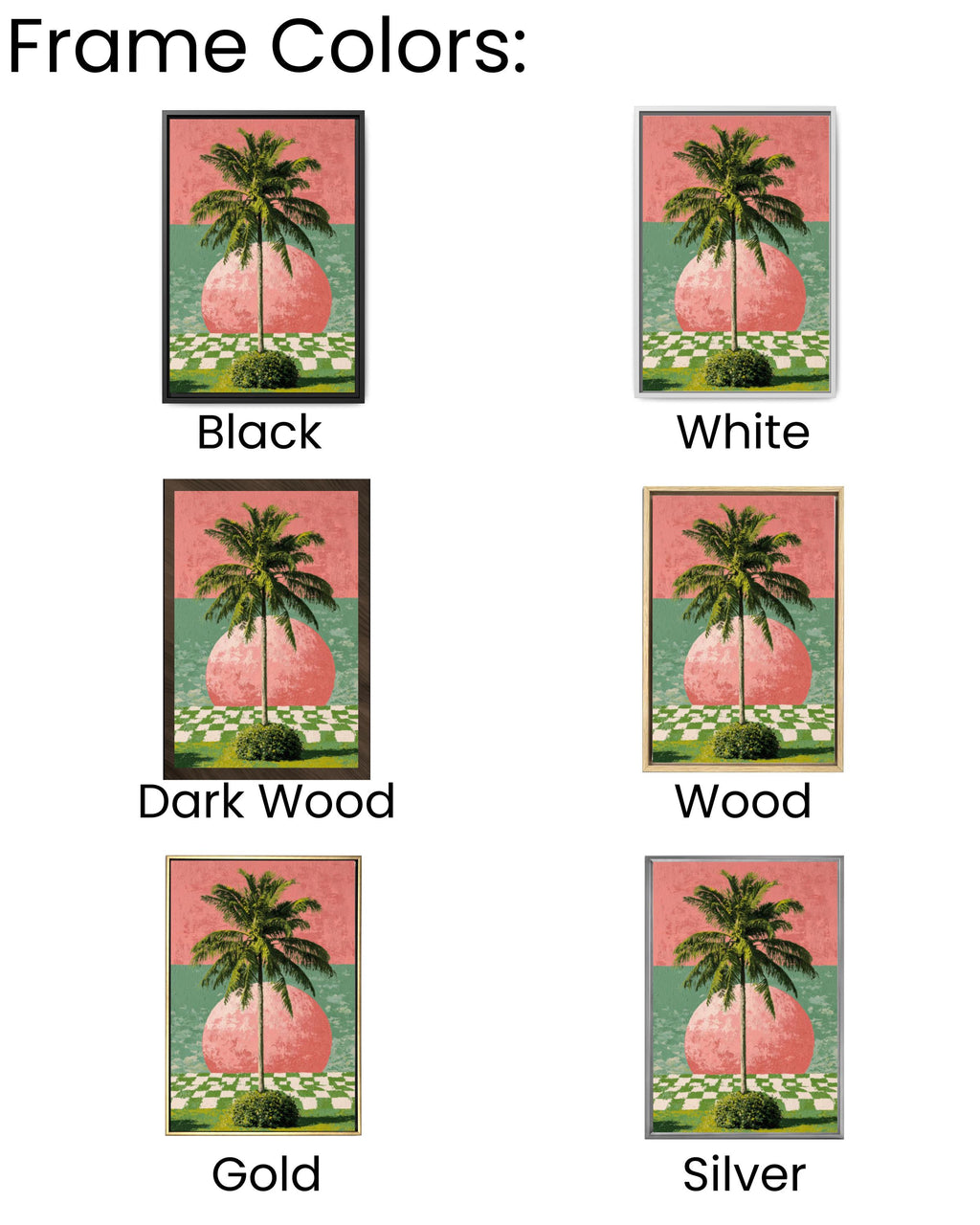 Modern Palm Tree Wall Art Print – Hockney-Inspired Pink & Green Abstract Decor