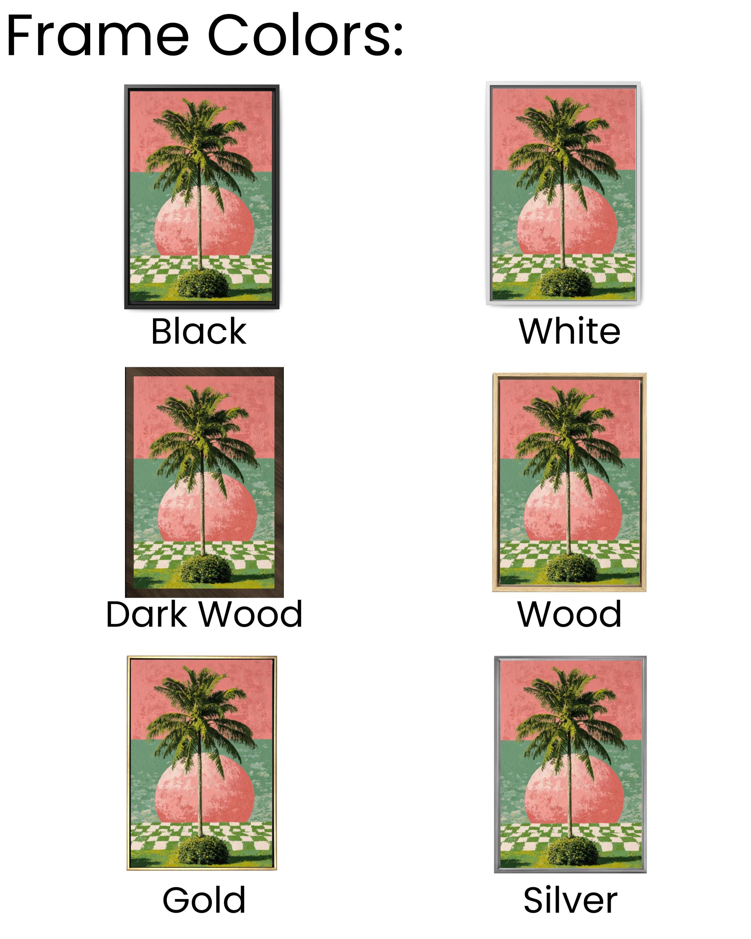 Modern Palm Tree Wall Art Print – Hockney-Inspired Pink & Green Abstract Decor