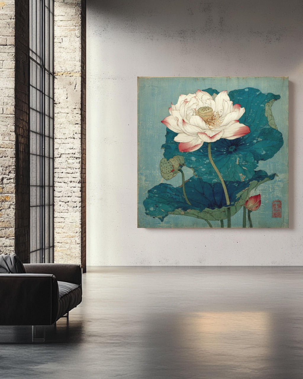 Hokusai Lotus Flower Canvas: Japanese Woodblock Style Wall Art Canvas Wall Art Print – Premium Home Decor