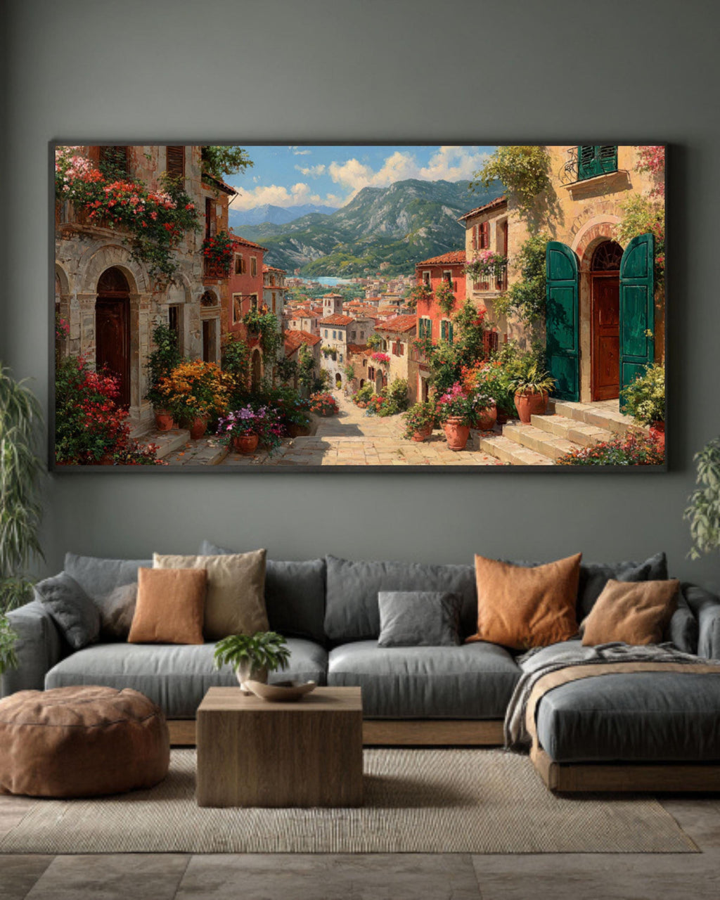 Italian Village Wall Art – Floral Doorway Cottage Canvas Print