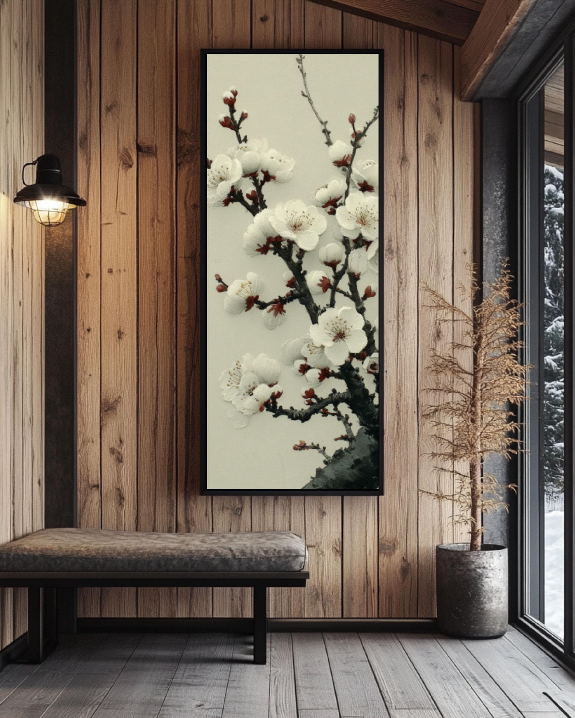 plum blossom ink art print wu guanzhong style asian decor