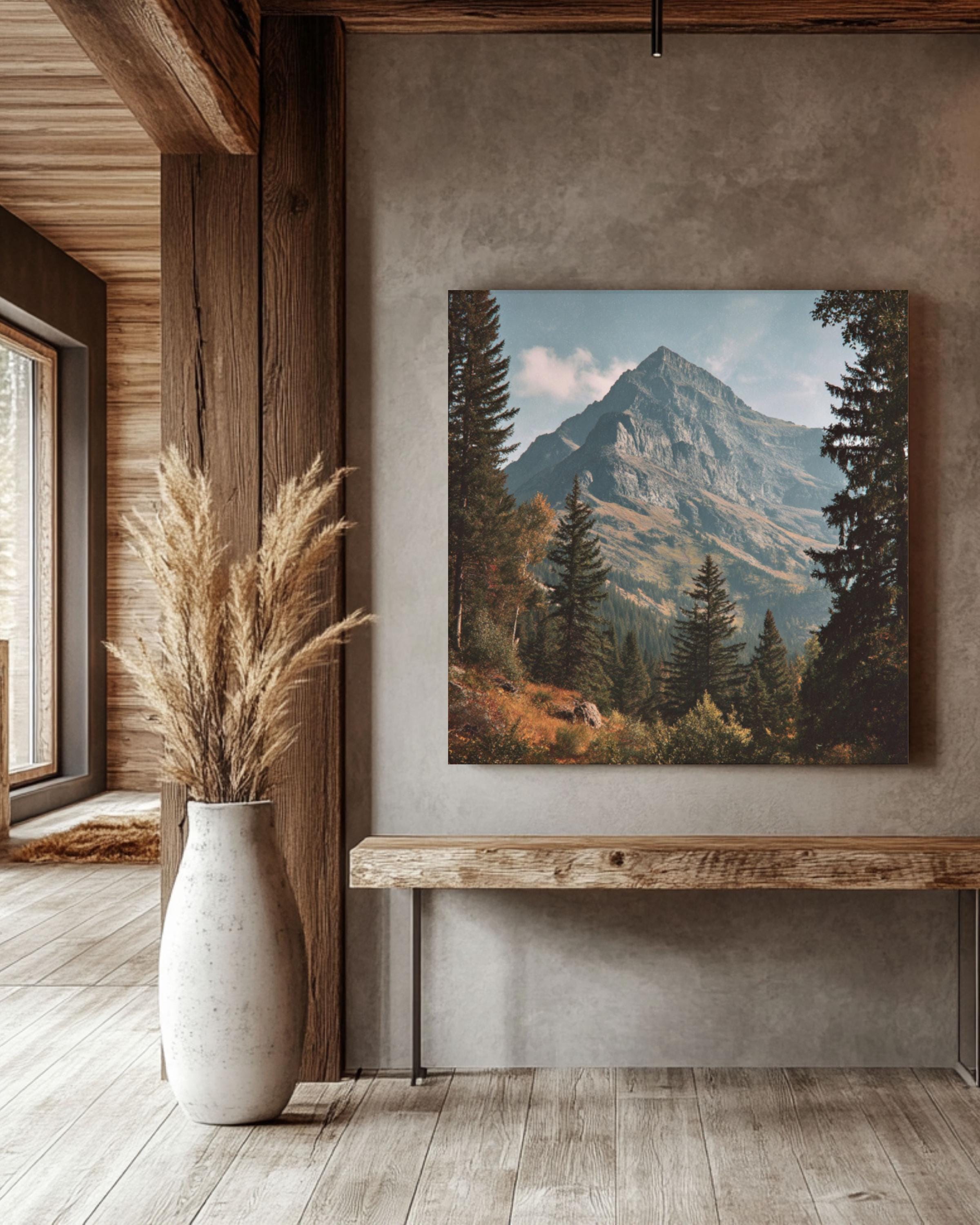 Autumn Mountain Landscape Canvas – Glacier Peak Vintage Print