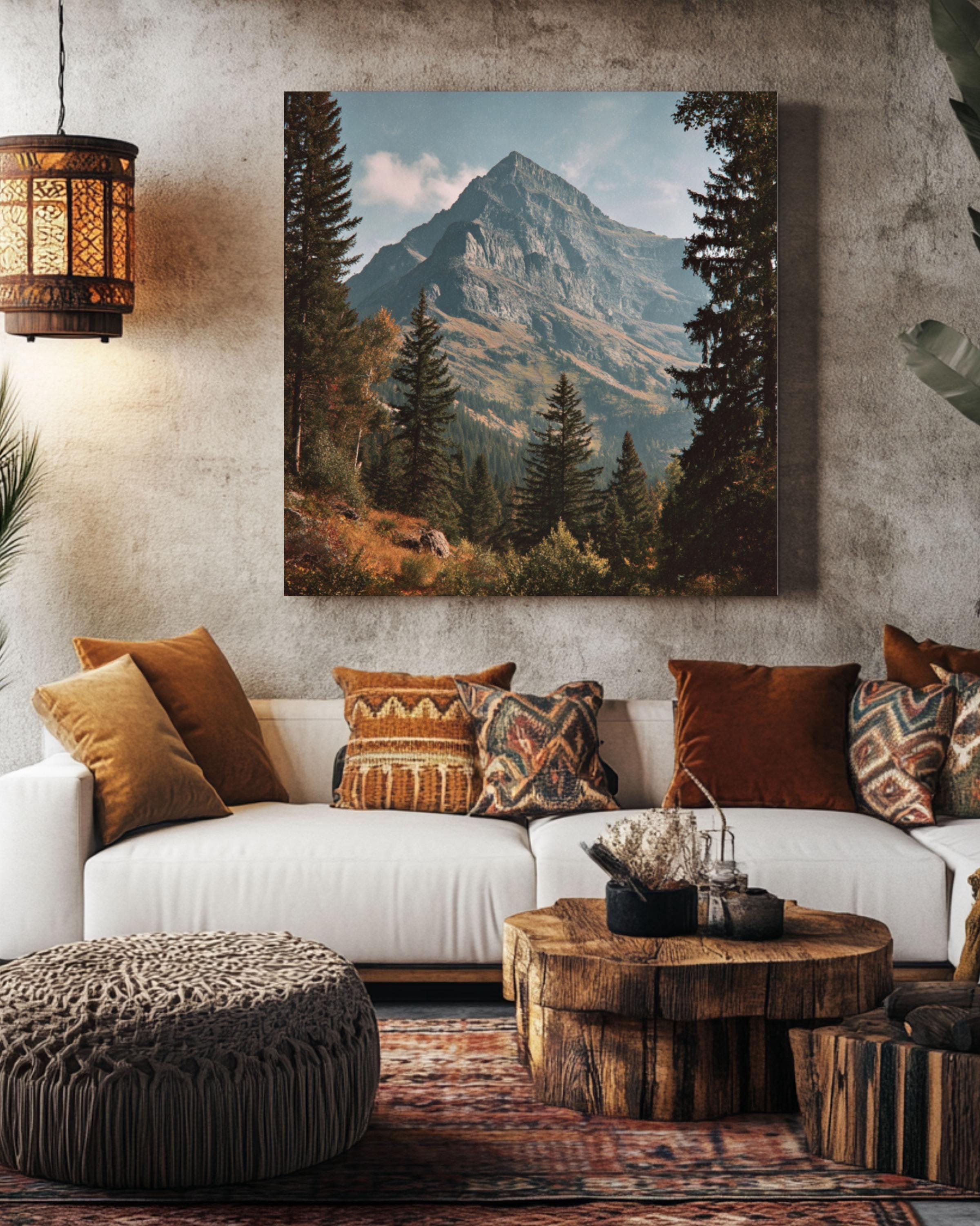 Autumn Mountain Landscape Canvas – Glacier Peak Vintage Print