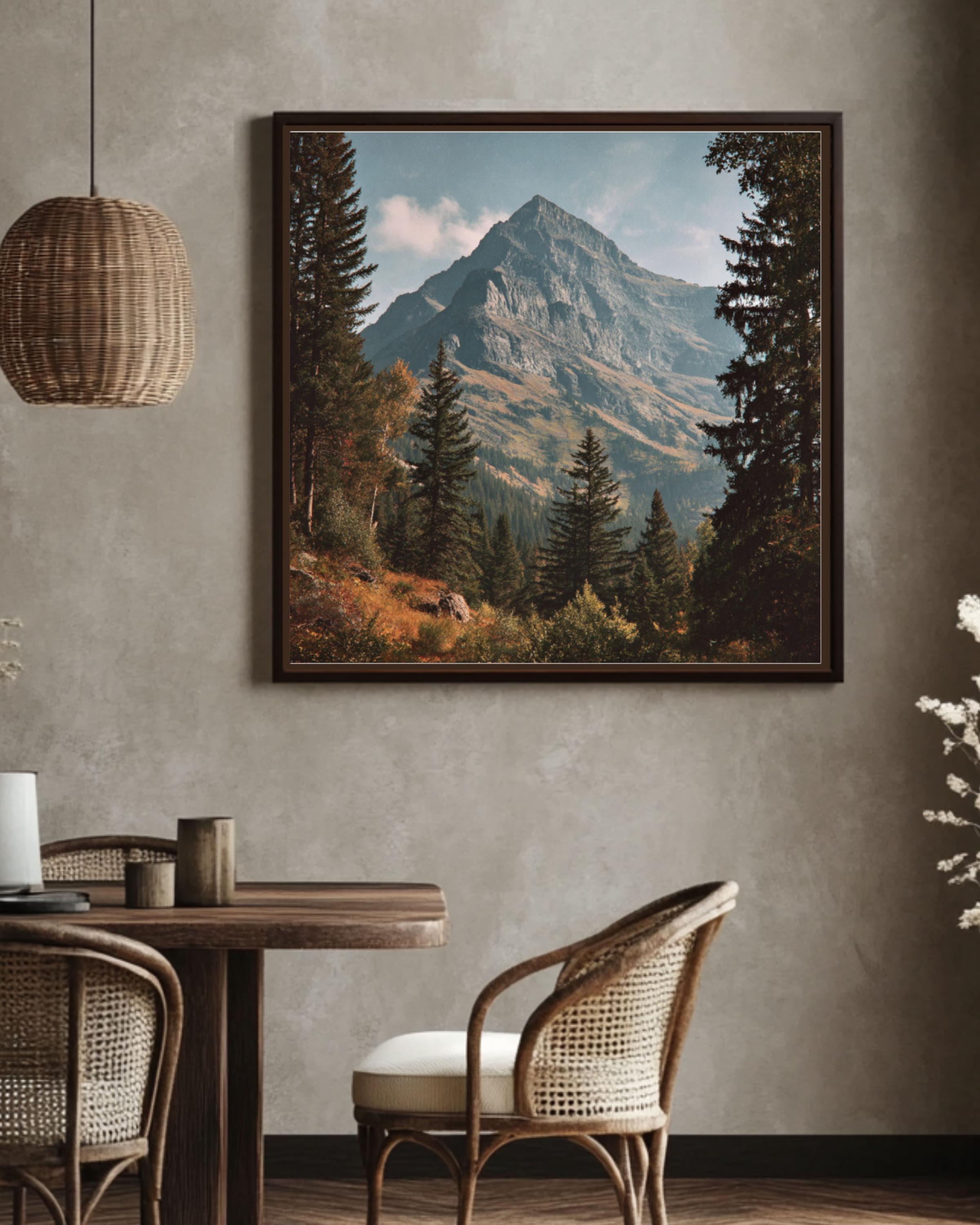 Autumn Mountain Landscape Canvas – Glacier Peak Vintage Print
