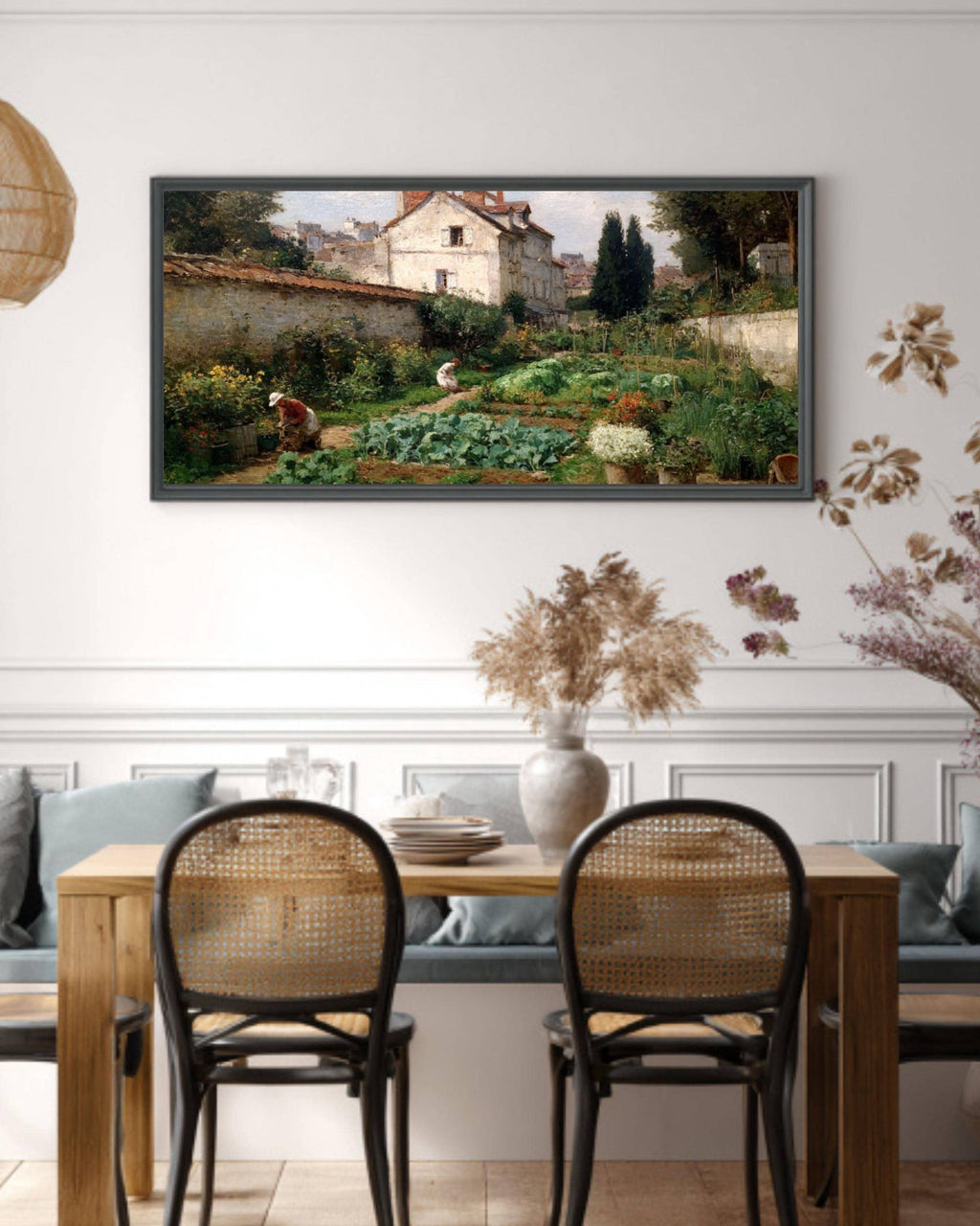 Impressionist Garden Scene Canvas Art – Pissarro Style Wall Decor