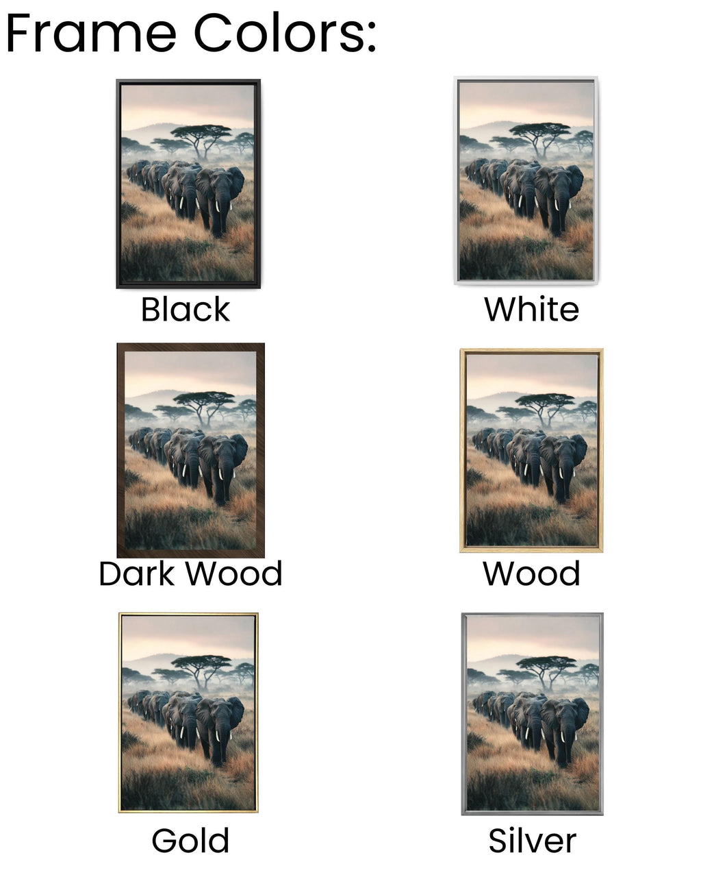 Elephant Herd African Savanna Wall Art – Elegant Wildlife Photo Print