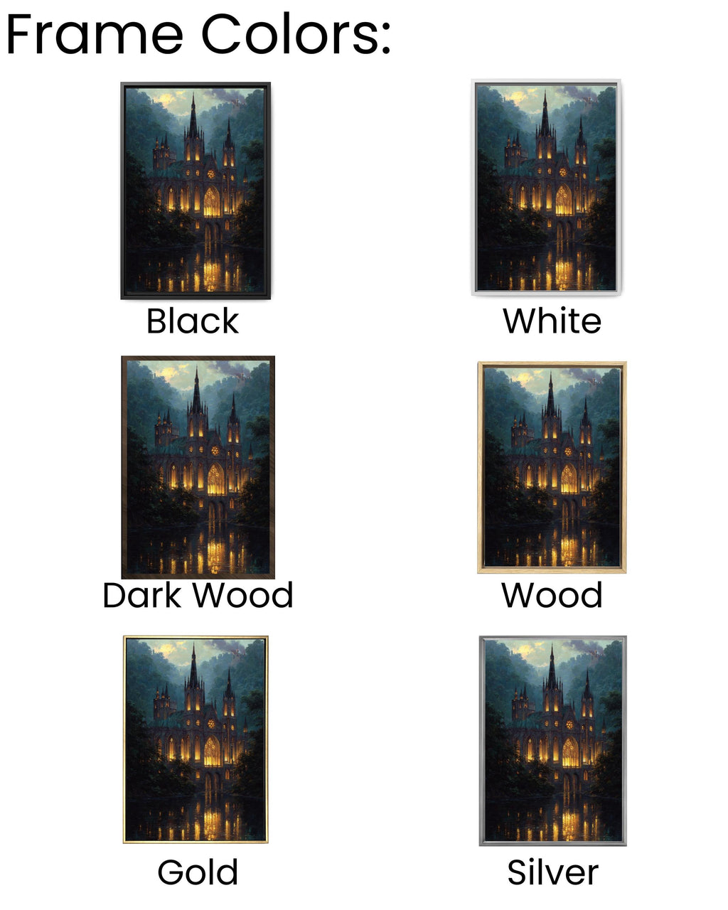 Gothic Cathedral Oil Painting: Dark Stone Church Wall Art Canvas Wall Art Print – Premium Home Decor
