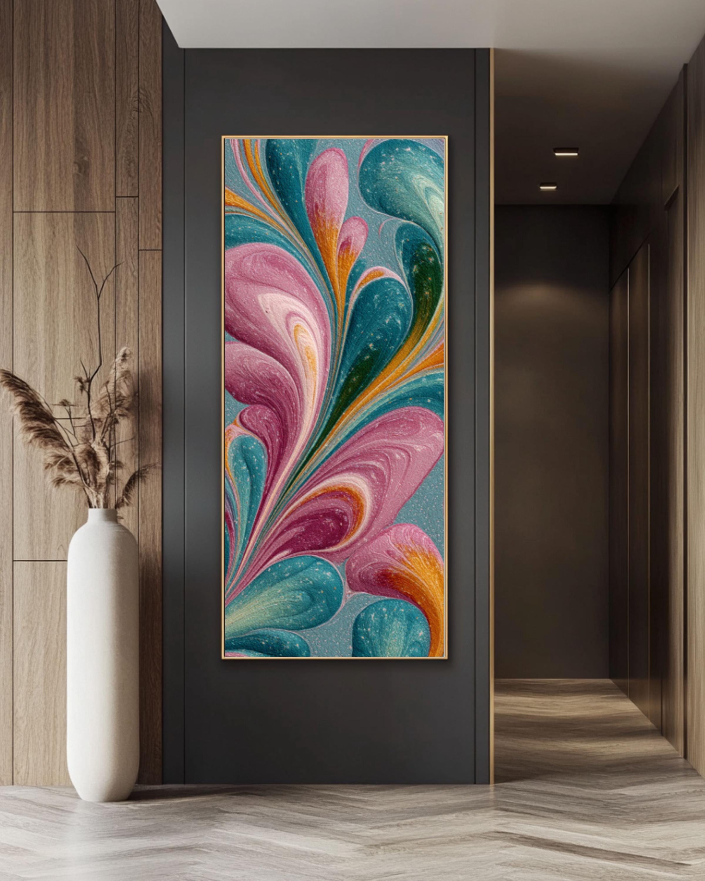 Boho Pastel Marbled Wall Art – Vintage Paper Canvas Print