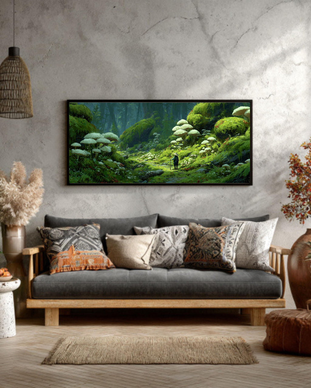 Mushroom Forest Canvas Print â€“ McQuarrie & Miyazaki Inspired Fantasy Art Canvas Wall Art Print – Premium Home Decor