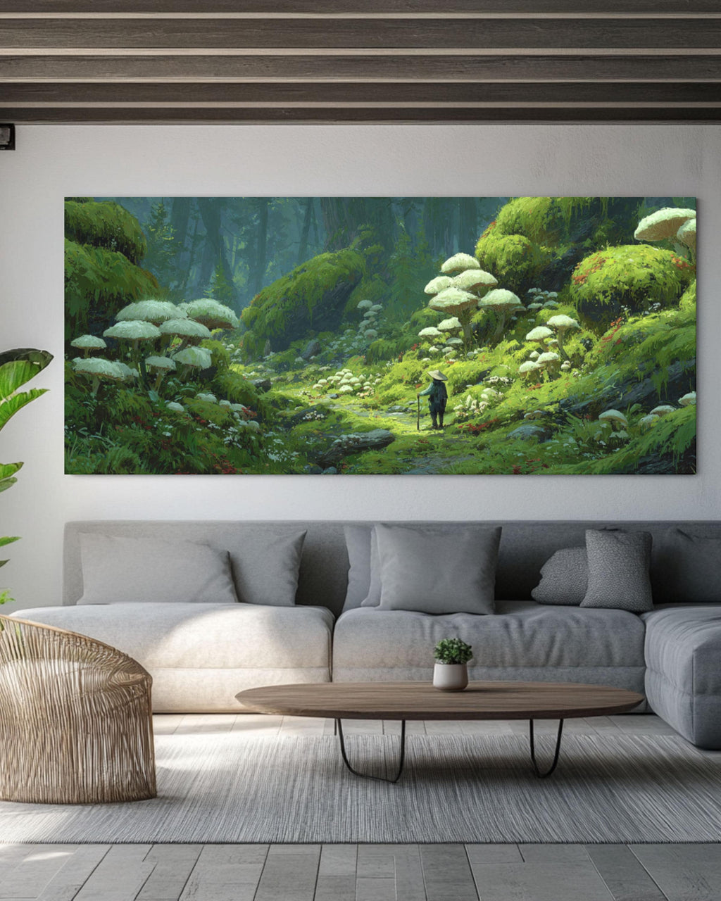 Mushroom Forest Canvas Print â€“ McQuarrie & Miyazaki Inspired Fantasy Art Canvas Wall Art Print – Premium Home Decor