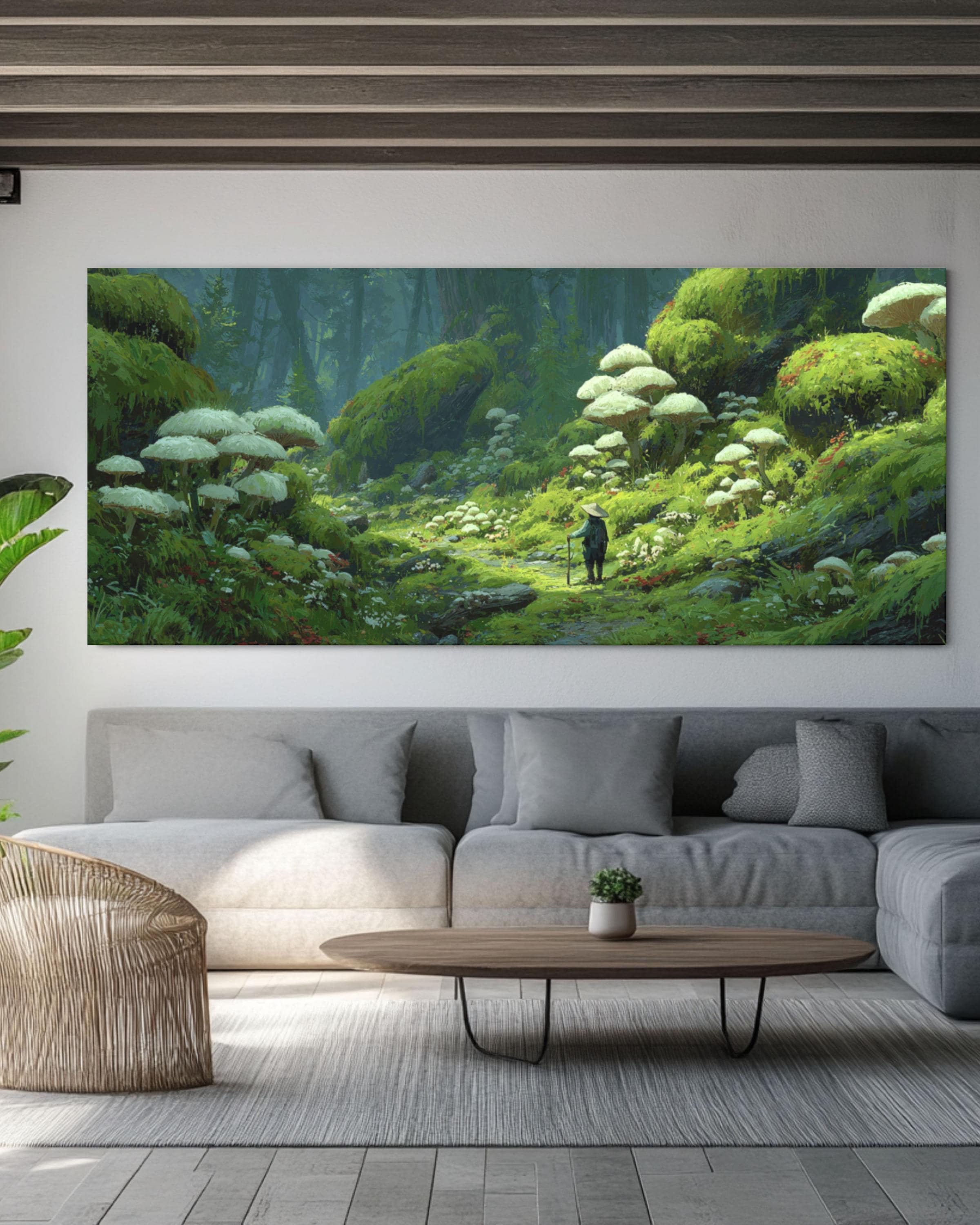 Mushroom Forest Canvas Print â€“ McQuarrie & Miyazaki Inspired Fantasy Art Canvas Wall Art Print – Premium Home Decor