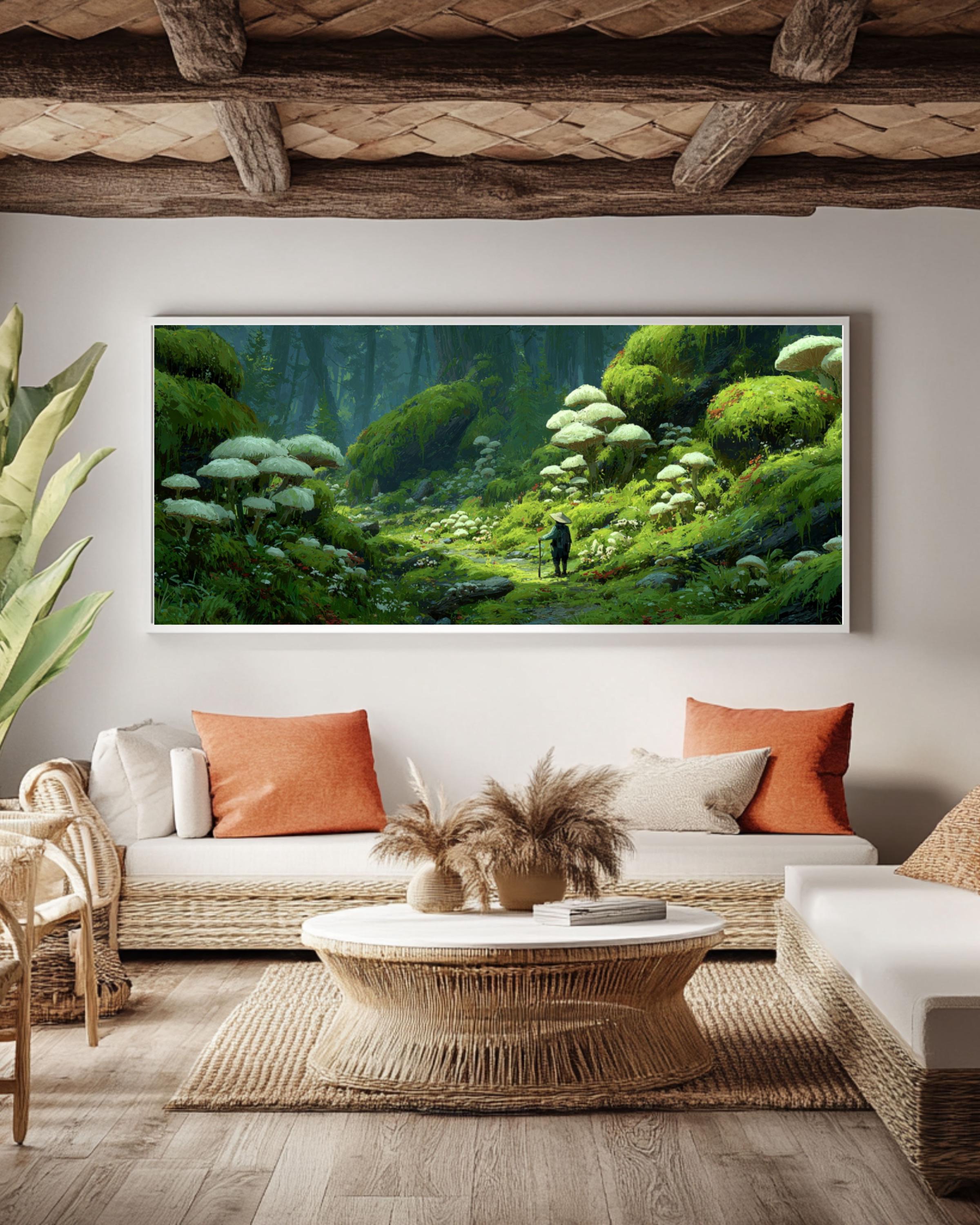Mushroom Forest Canvas Print â€“ McQuarrie & Miyazaki Inspired Fantasy Art Canvas Wall Art Print – Premium Home Decor