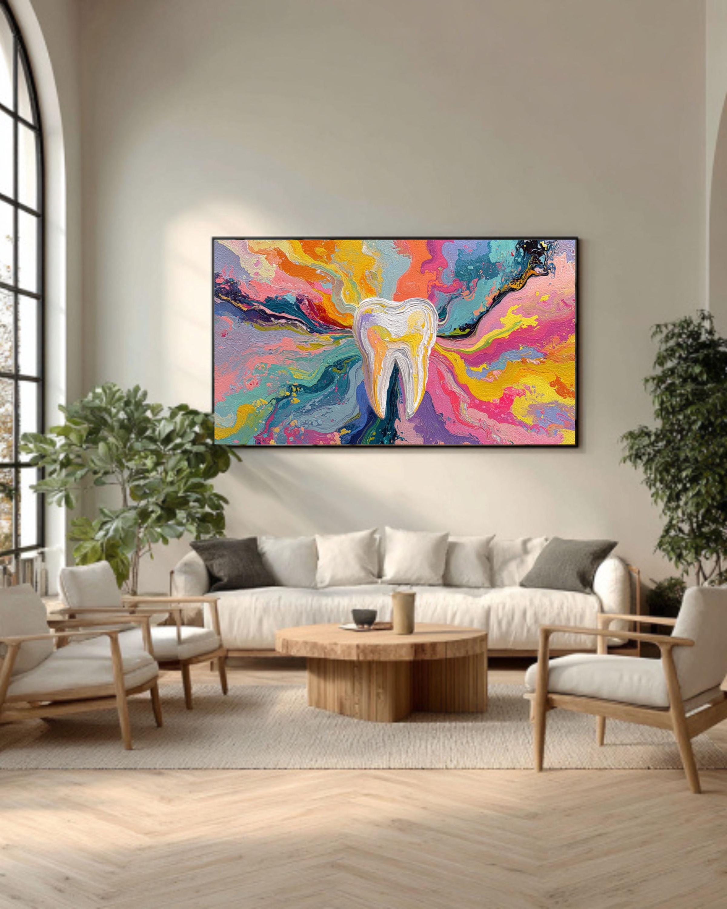 Colorful Tooth Wall Art | Vibrant Dental Office Canvas Print