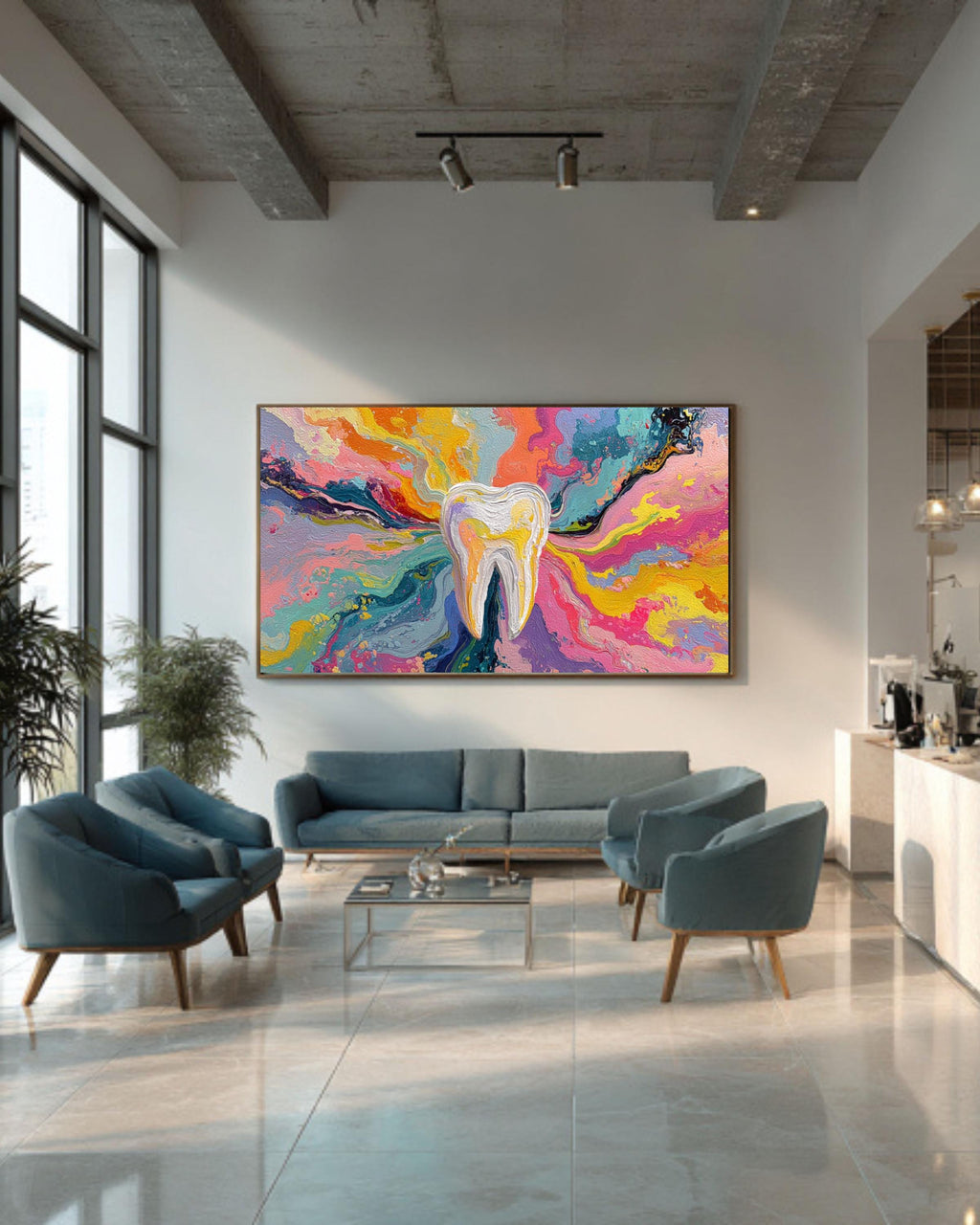 Colorful Tooth Wall Art | Vibrant Dental Office Canvas Print