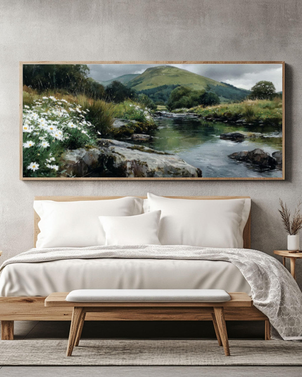 English Riverbank Art â€“ Watercolor Landscape Canvas Print Canvas Wall Art Print – Premium Home Decor