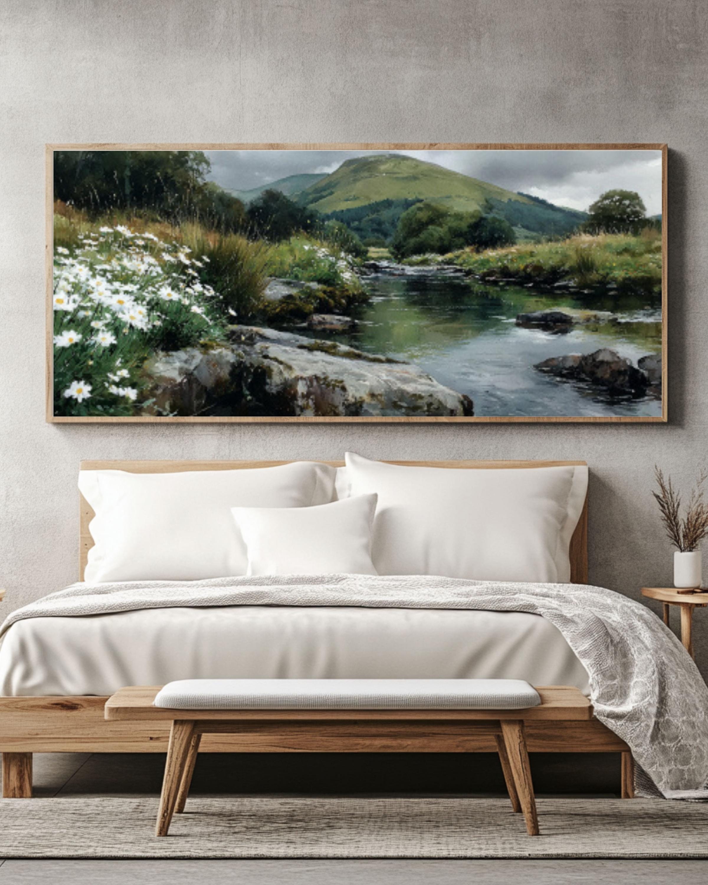 English Riverbank Art â€“ Watercolor Landscape Canvas Print Canvas Wall Art Print – Premium Home Decor