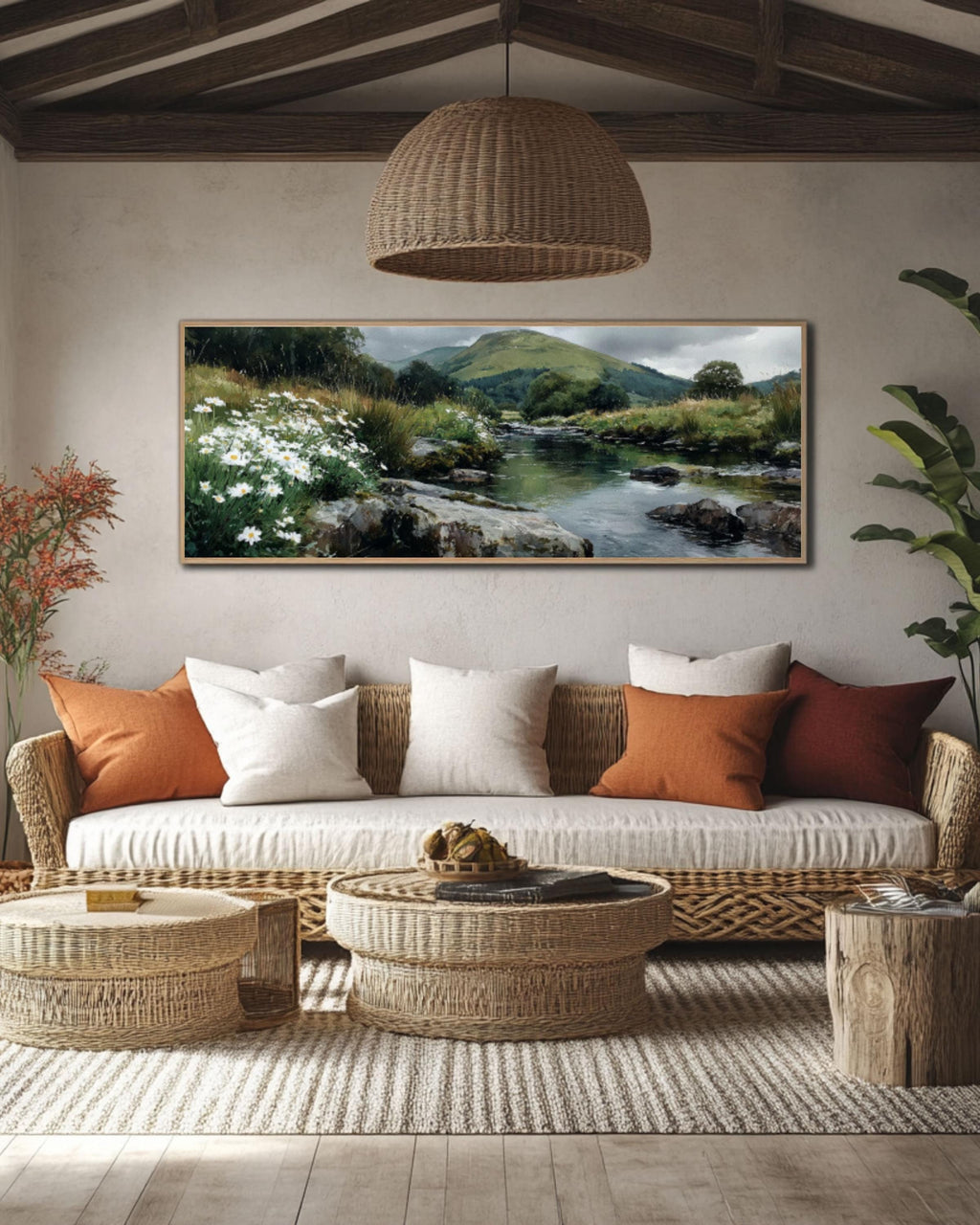 English Riverbank Art â€“ Watercolor Landscape Canvas Print Canvas Wall Art Print – Premium Home Decor