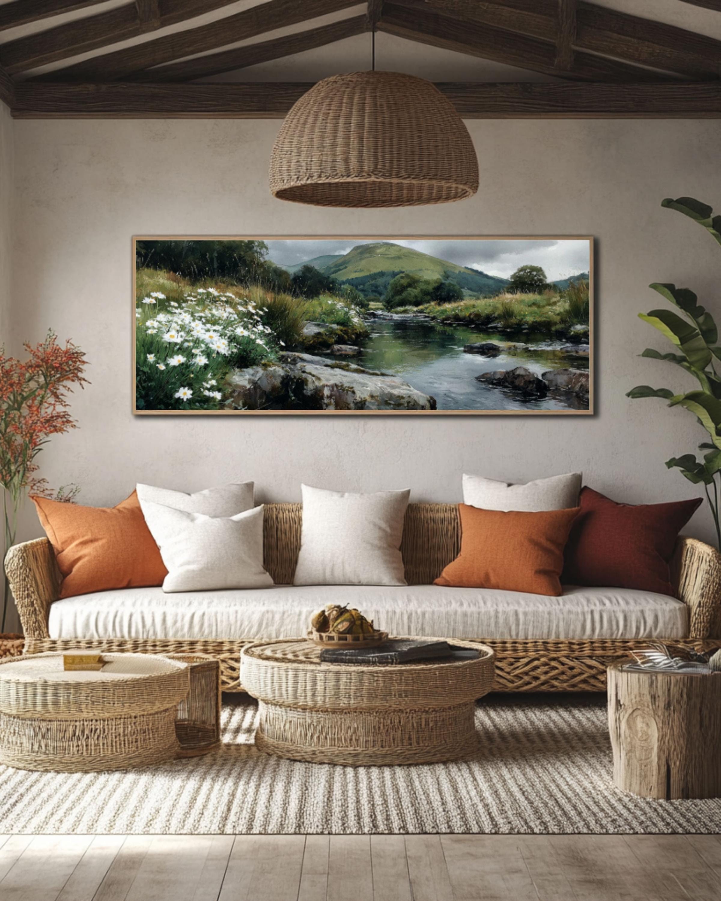 English Riverbank Art â€“ Watercolor Landscape Canvas Print Canvas Wall Art Print – Premium Home Decor