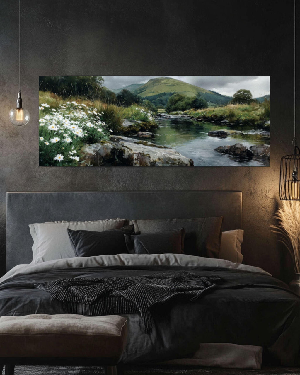 English Riverbank Art â€“ Watercolor Landscape Canvas Print Canvas Wall Art Print – Premium Home Decor