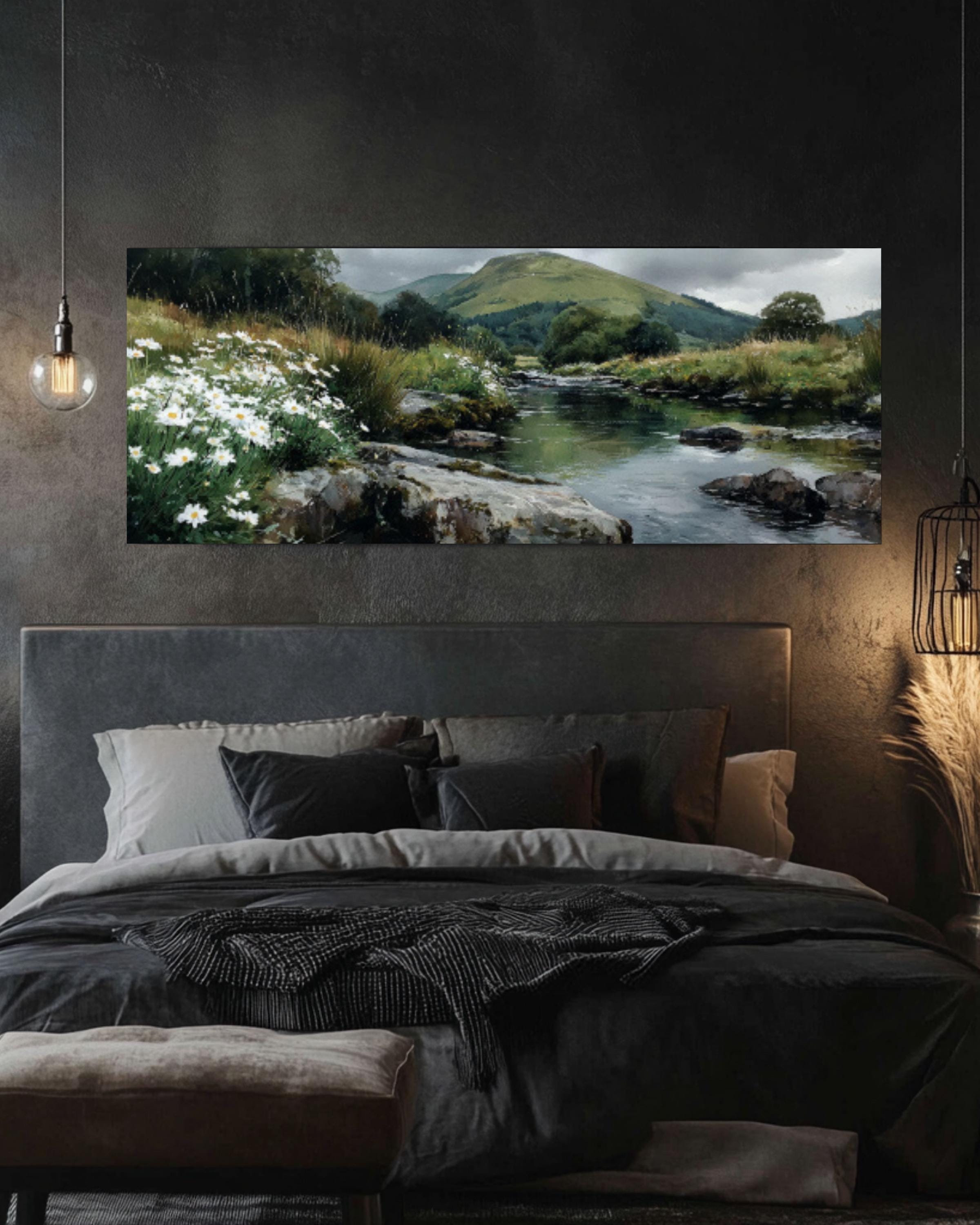 English Riverbank Art â€“ Watercolor Landscape Canvas Print Canvas Wall Art Print – Premium Home Decor