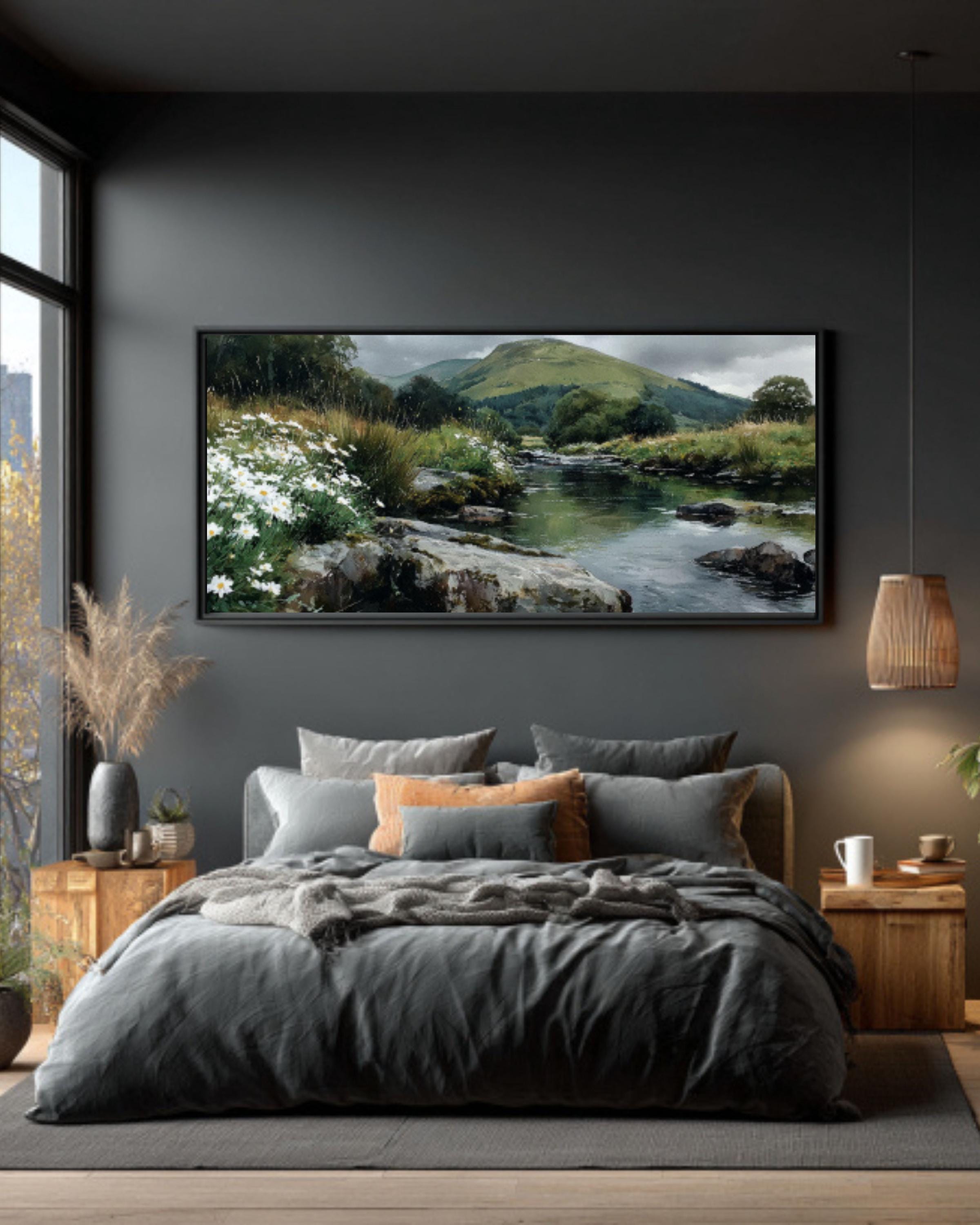 English Riverbank Art â€“ Watercolor Landscape Canvas Print Canvas Wall Art Print – Premium Home Decor