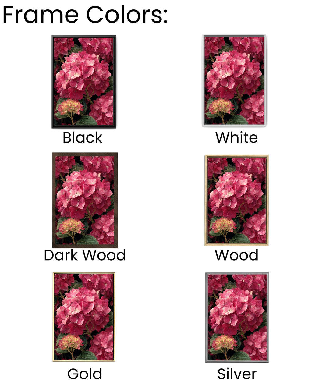 Pink Hydrangea Botanical Wall Art – Watercolor Floral Canvas Print