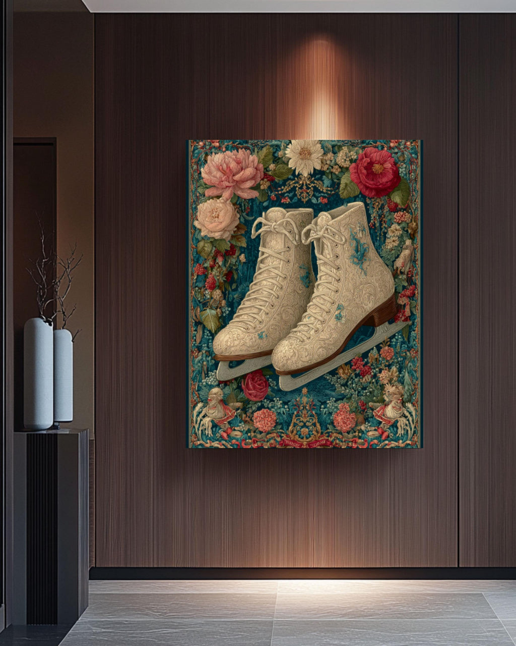 Victorian Ice Skates Art Print â€“ Tapestry Christmas Decor Canvas Wall Art Print – Premium Home Decor