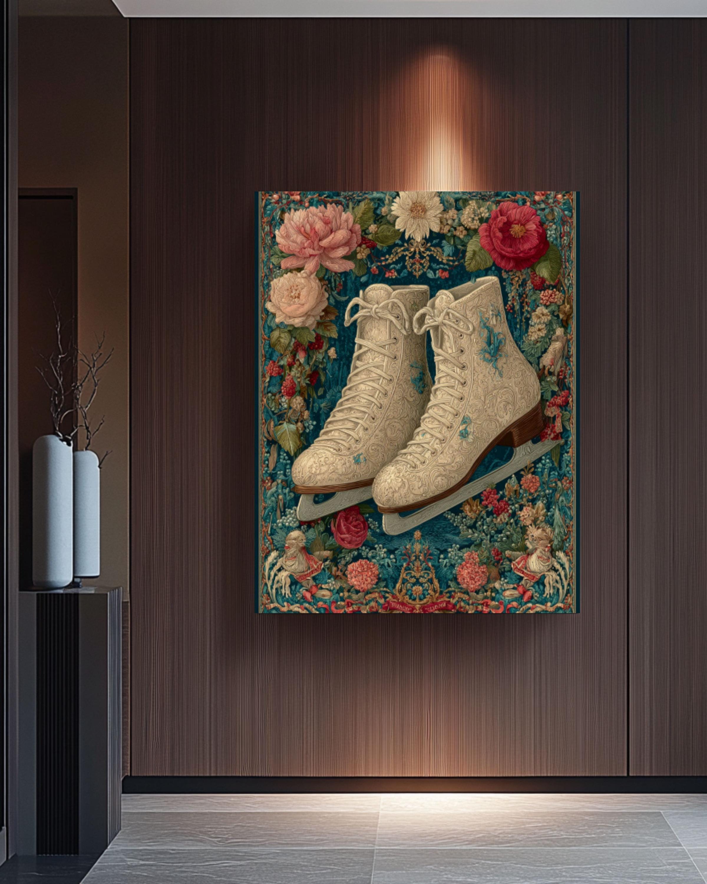 Victorian Ice Skates Art Print â€“ Tapestry Christmas Decor Canvas Wall Art Print – Premium Home Decor