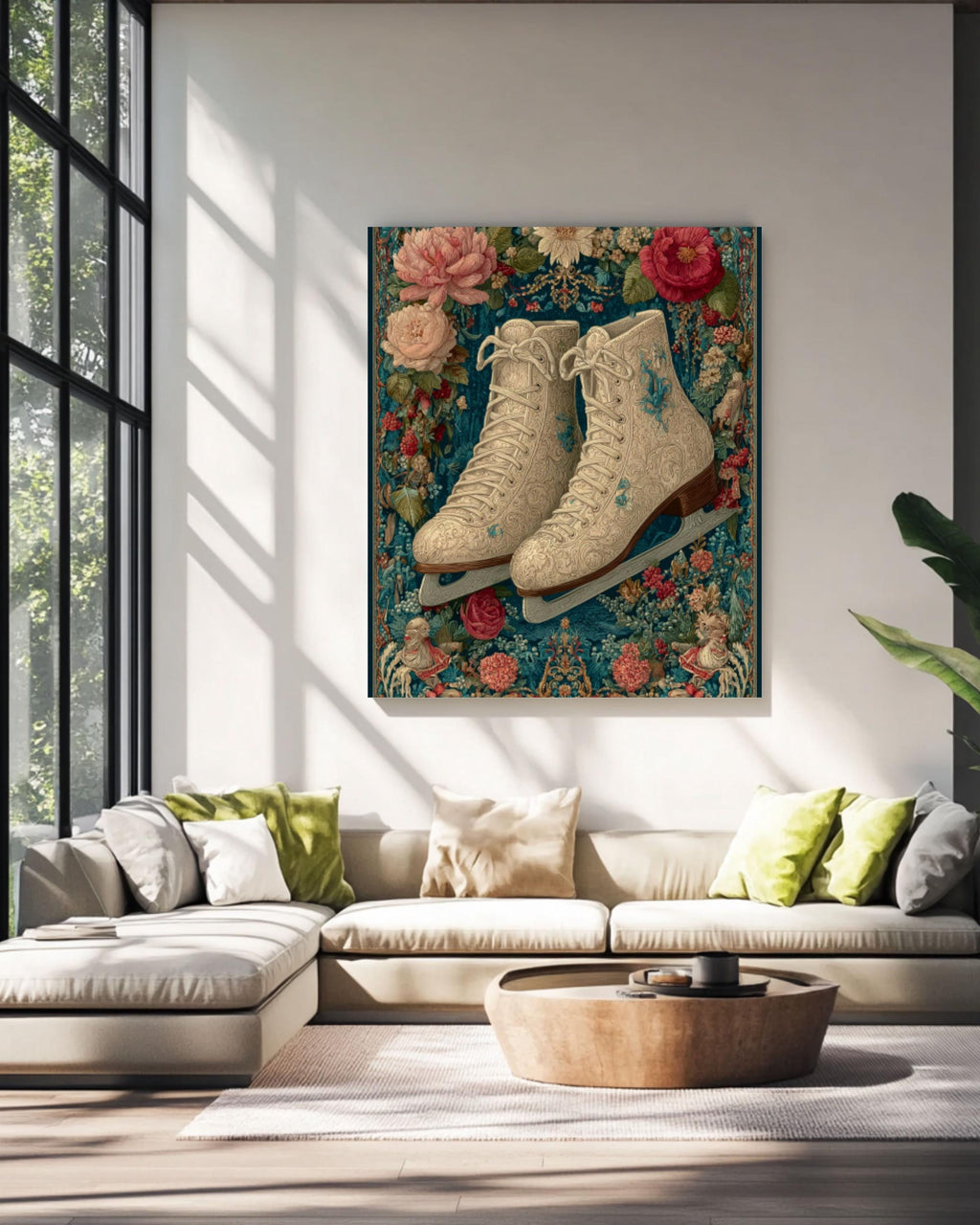 Victorian Ice Skates Art Print â€“ Tapestry Christmas Decor Canvas Wall Art Print – Premium Home Decor
