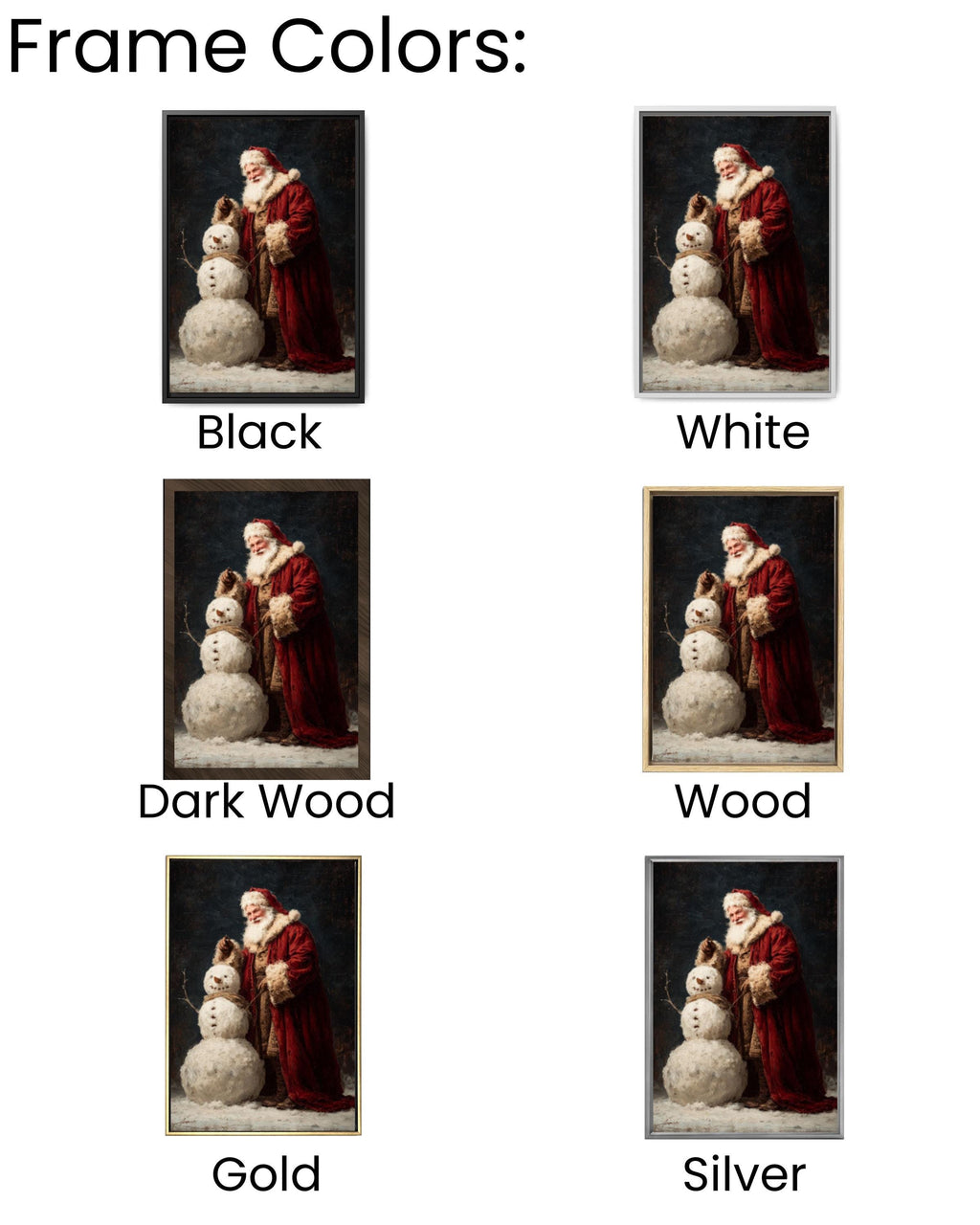 Vintage Santa Snowman Painting - Dark Academia Christmas Canvas or Framed Print Canvas Wall Art Print – Premium Home Decor