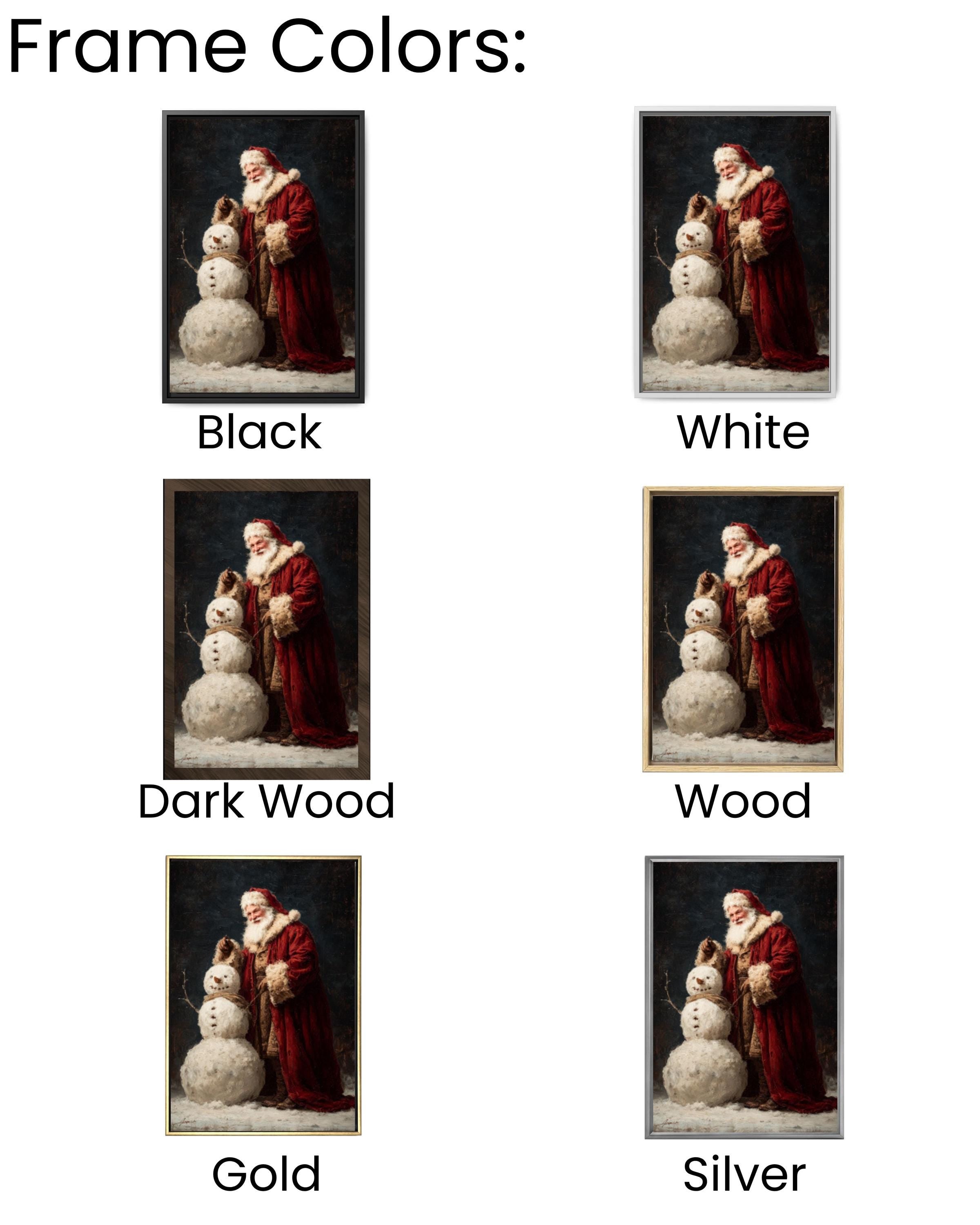 Vintage Santa Snowman Painting - Dark Academia Christmas Canvas or Framed Print Canvas Wall Art Print – Premium Home Decor