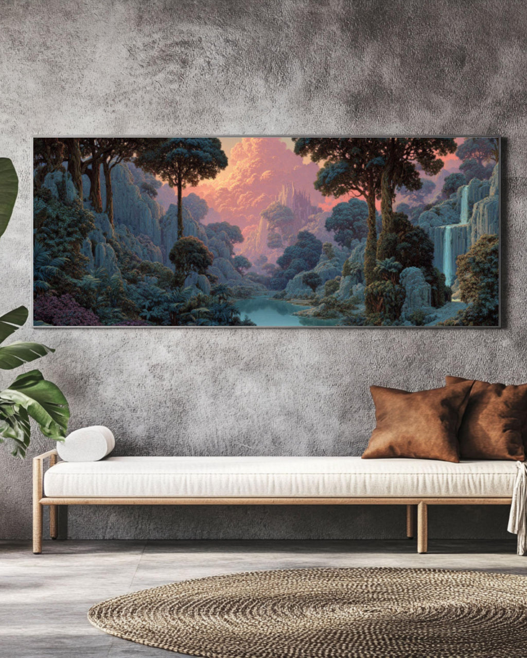 Fantasy Forest Landscape Canvas Art â€“ Roger Dean & Alex Grey Style Canvas Wall Art Print – Premium Home Decor