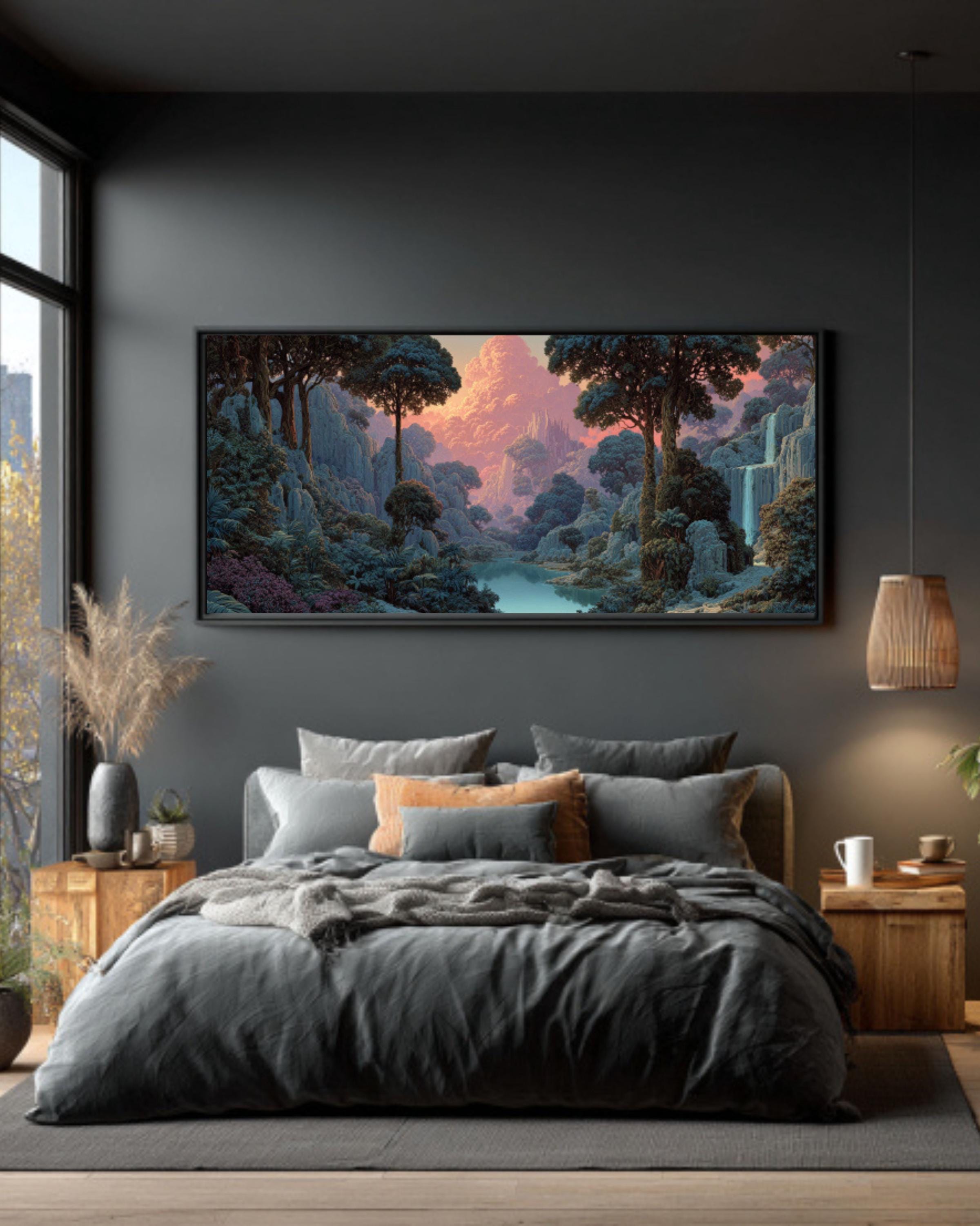 Fantasy Forest Landscape Canvas Art â€“ Roger Dean & Alex Grey Style Canvas Wall Art Print – Premium Home Decor