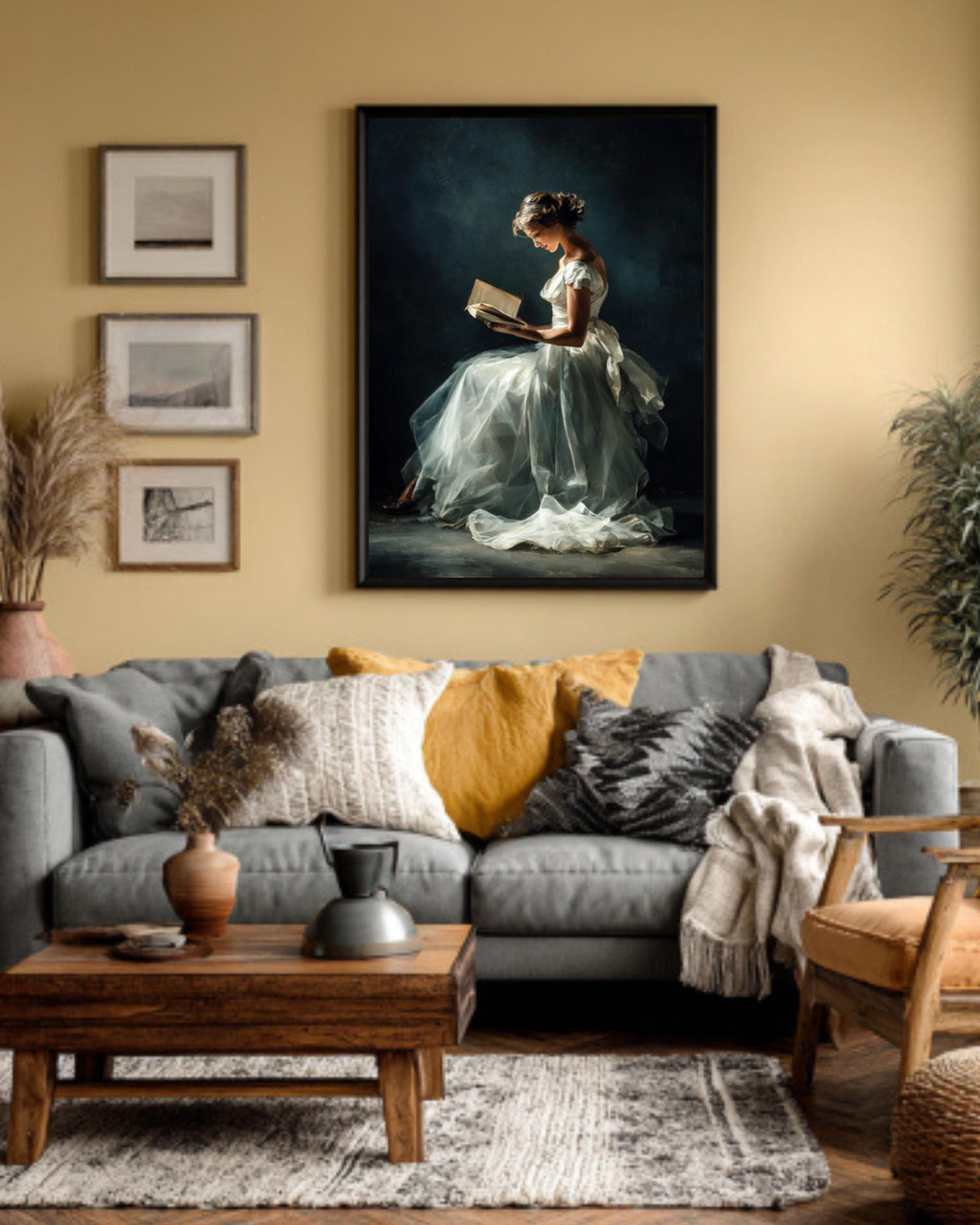 Woman Reading Oil Painting â€“ Sargent Style, Minimalist Portrait Print Canvas Wall Art Print – Premium Home Decor