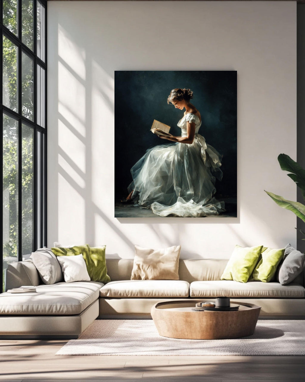 Woman Reading Oil Painting â€“ Sargent Style, Minimalist Portrait Print Canvas Wall Art Print – Premium Home Decor