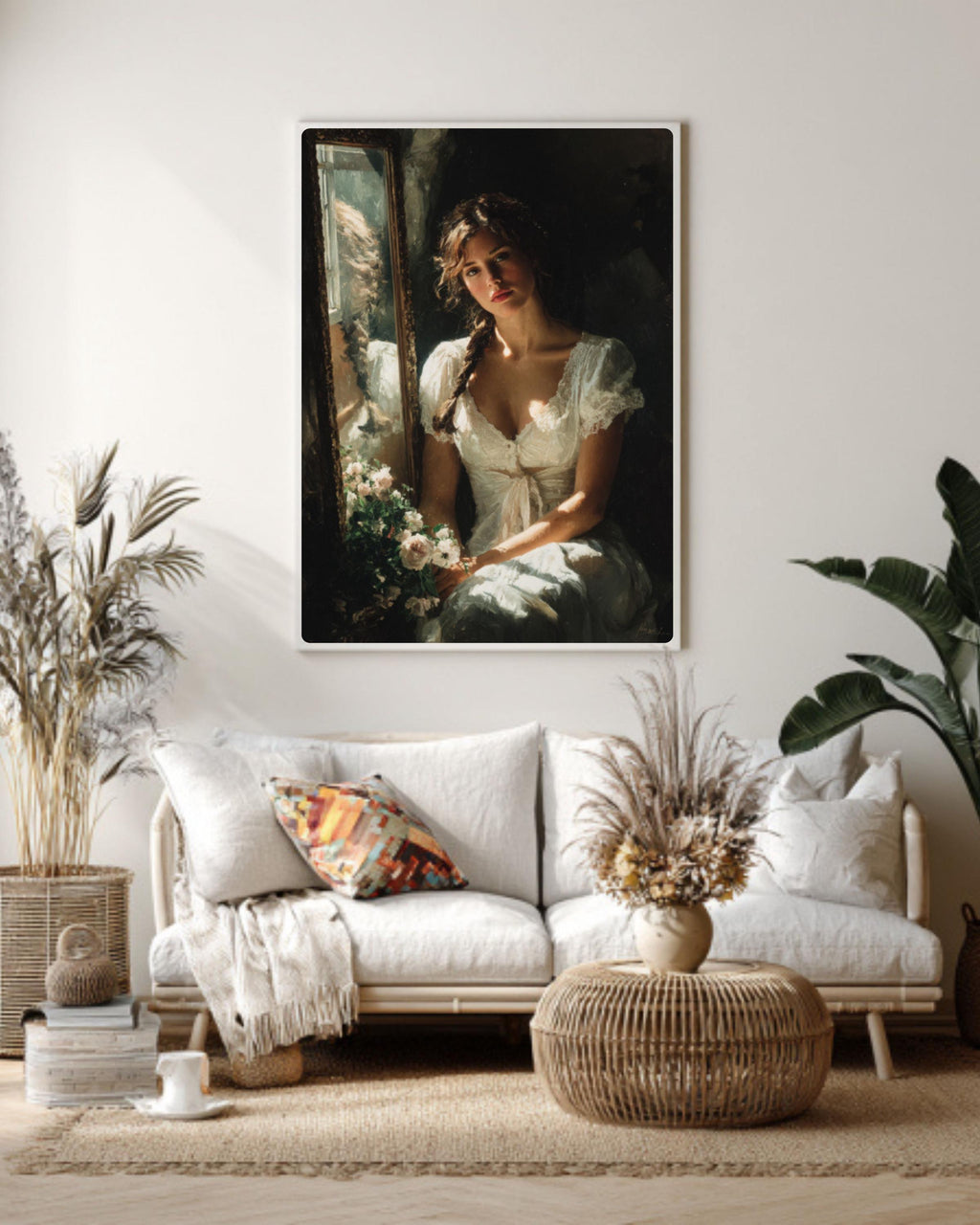 Woman by Window Portrait â€“ Romantic Realism Canvas Art Print Canvas Wall Art Print – Premium Home Decor
