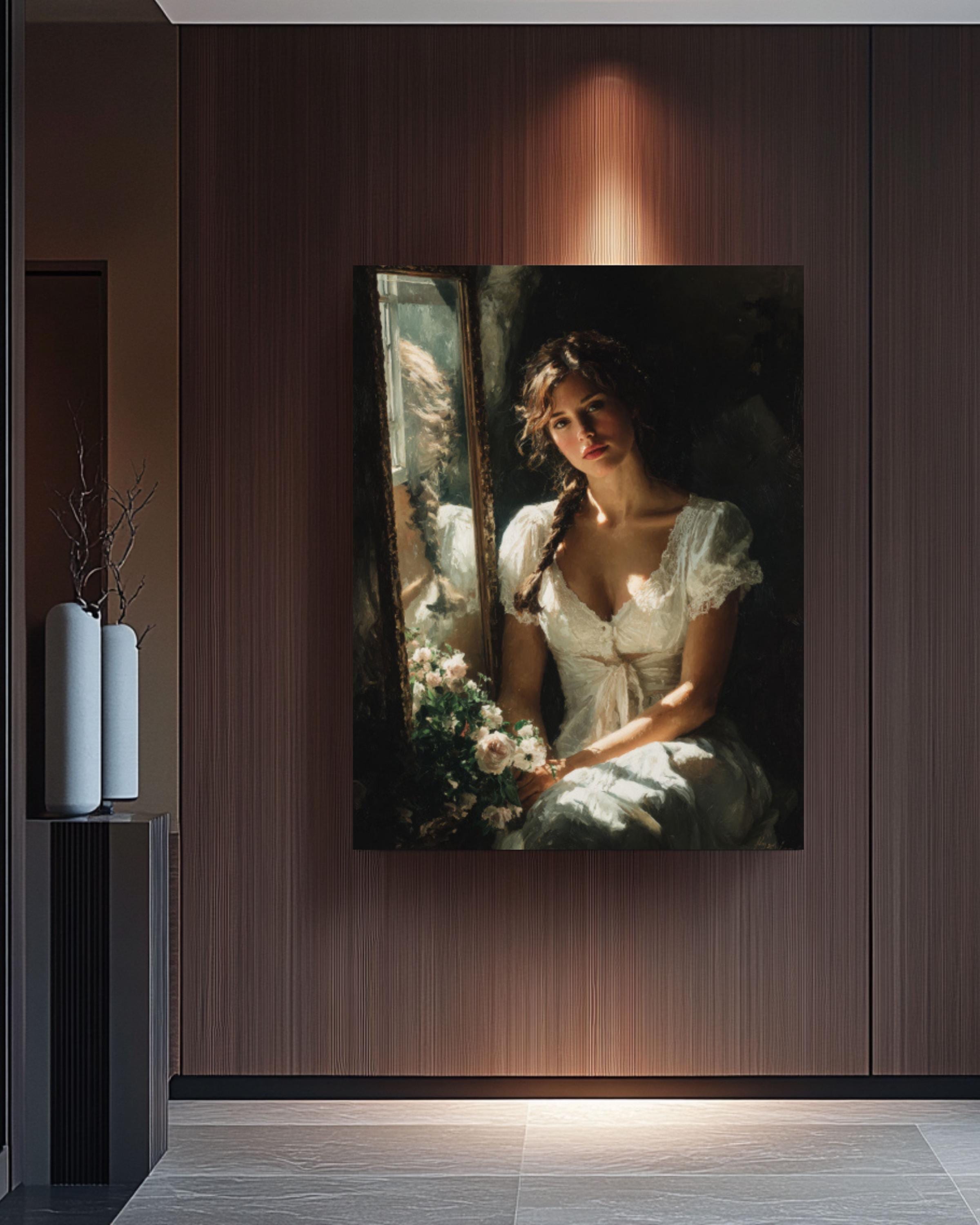 Woman by Window Portrait â€“ Romantic Realism Canvas Art Print Canvas Wall Art Print – Premium Home Decor