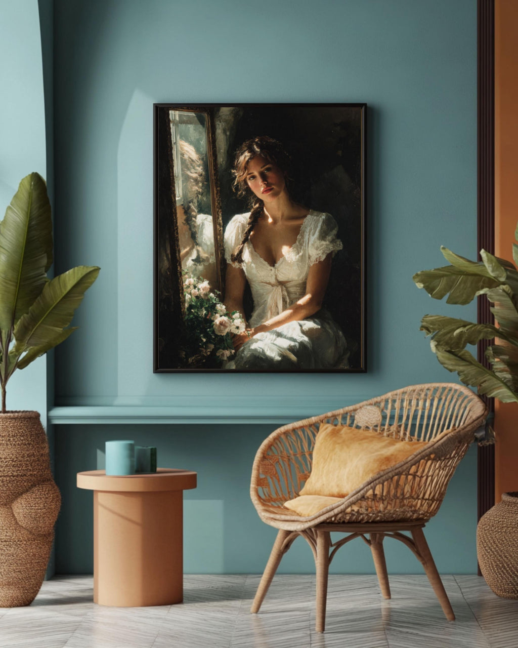 Woman by Window Portrait â€“ Romantic Realism Canvas Art Print Canvas Wall Art Print – Premium Home Decor