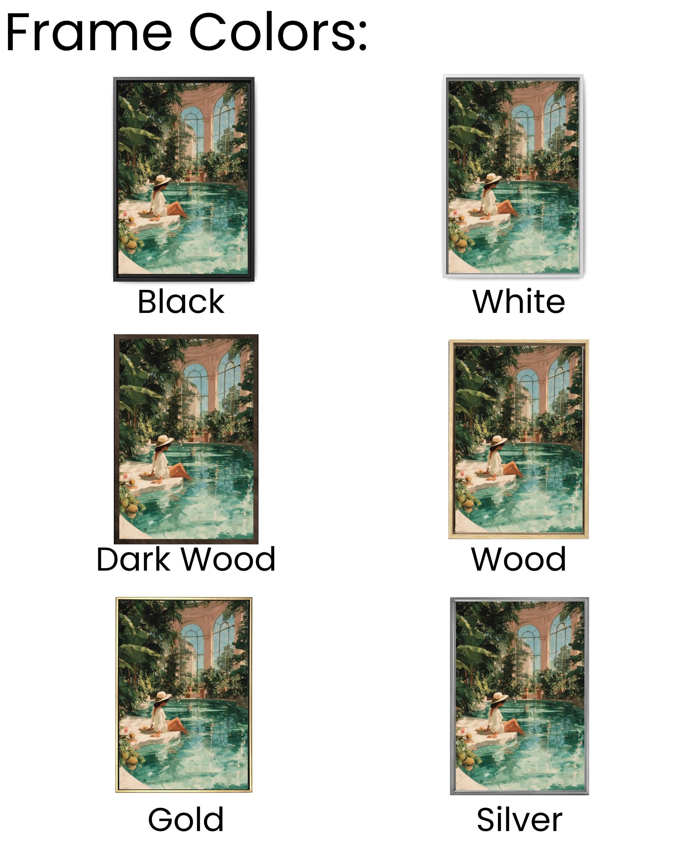 Tropical Woman Pool Art Print | Watercolor Mansion Scene, Boho Decor