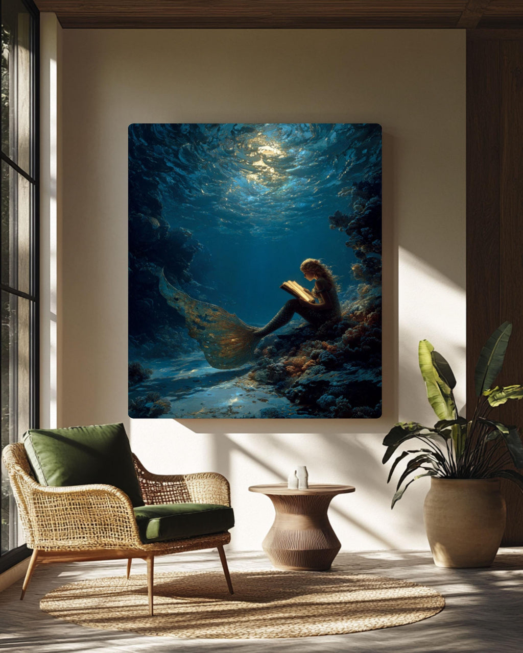 Moonlight Mermaid Canvas Art | Fantasy Book Lover Wall Decor