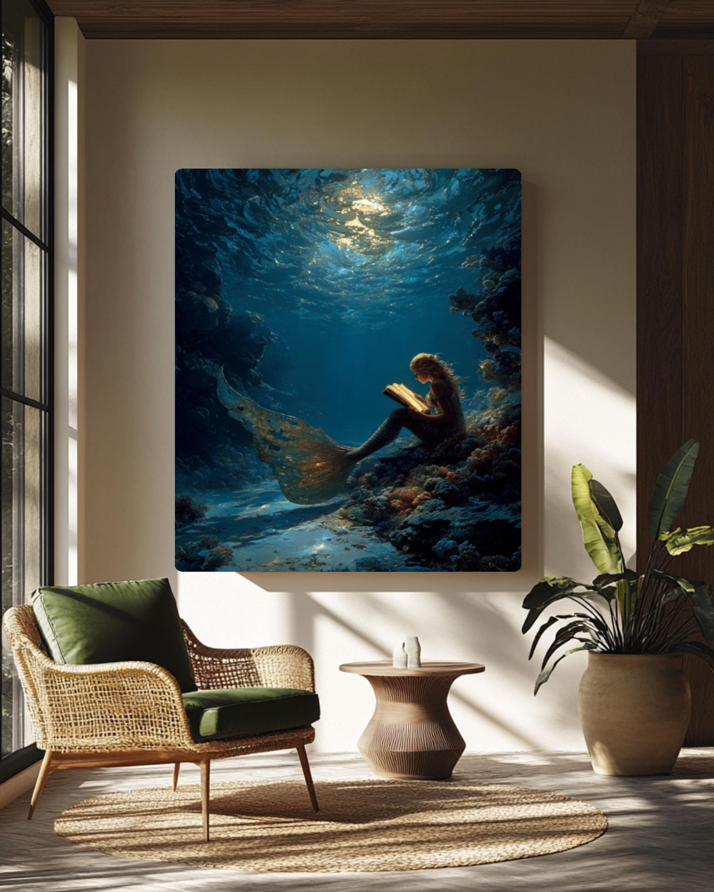 Moonlight Mermaid Canvas Art | Fantasy Book Lover Wall Decor