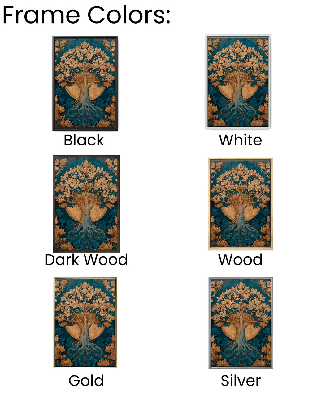 Sun & Moon Tree Art | Celestial Watercolor Canvas, Gold Accent